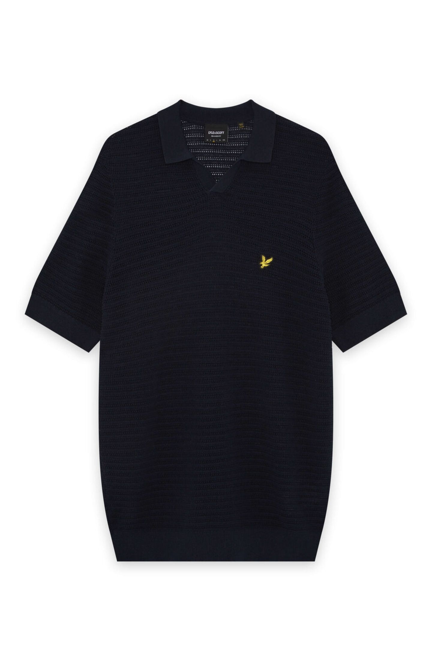 POINTELLE SHORT SLEEVE KNITTED POLO DARK NAVY 4