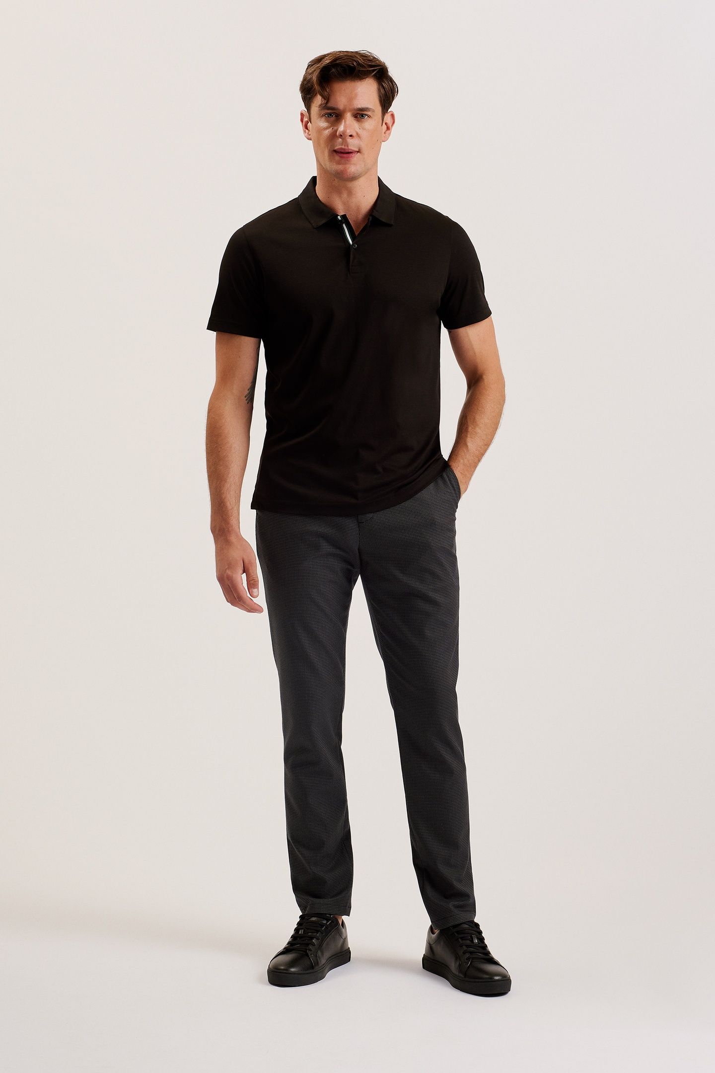 NOUNDS MIRCO HOUNDSTOOTH SLIM TROUSERS GREY 3