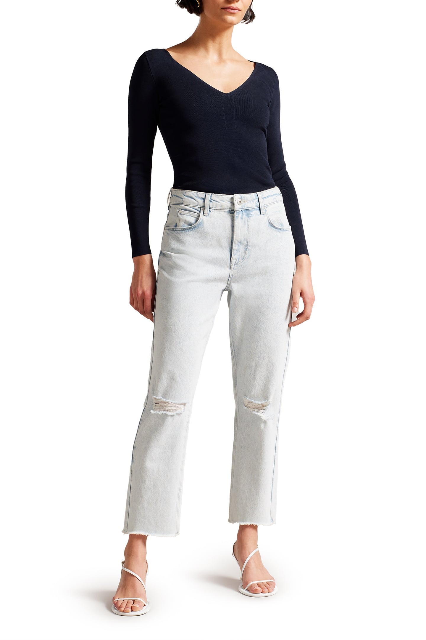 CILESTE V NECK SLIM FIT KNIT TOP BLUE 3