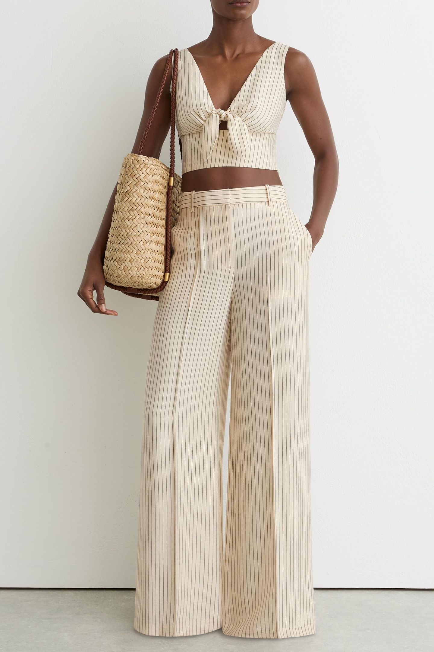PINSTRIPE COORD TOP CREAM/BLACK 1