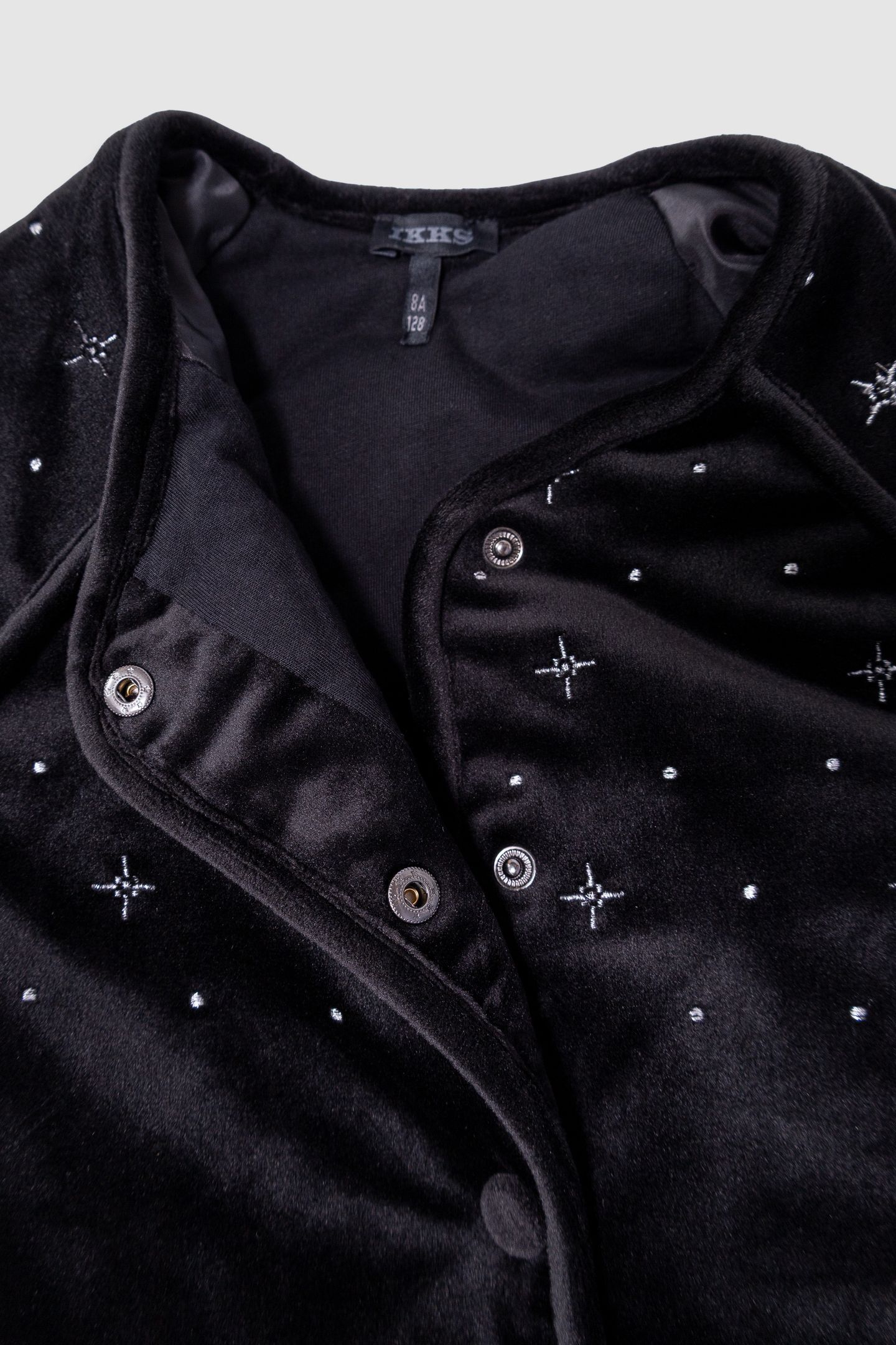 GIRLS’ BLACK QUILTED EMBROIDERED VELVET CARDIGAN 3