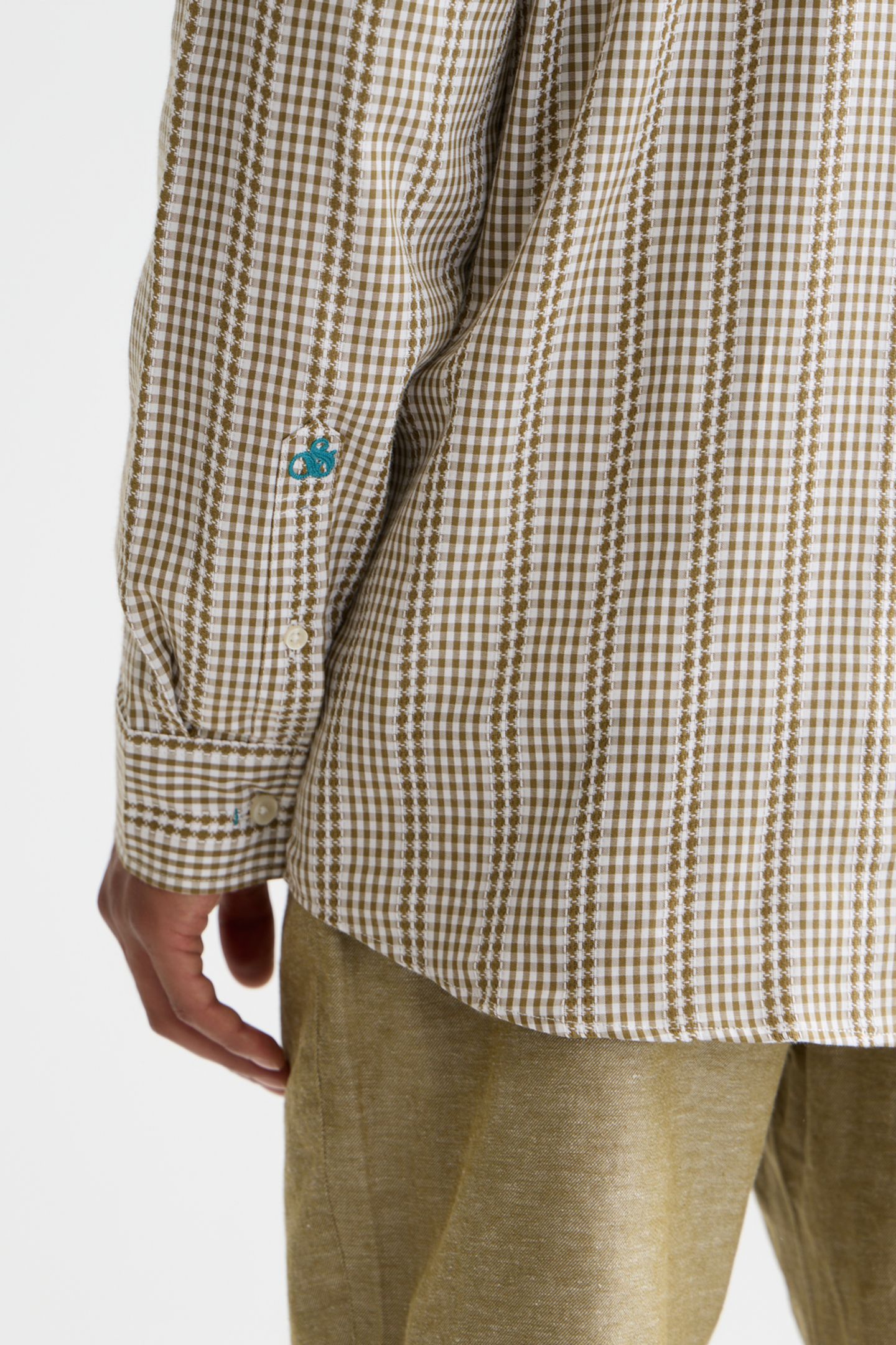 MICROCHECK COTTON POPLIN SHIRT DARK GREEN 6