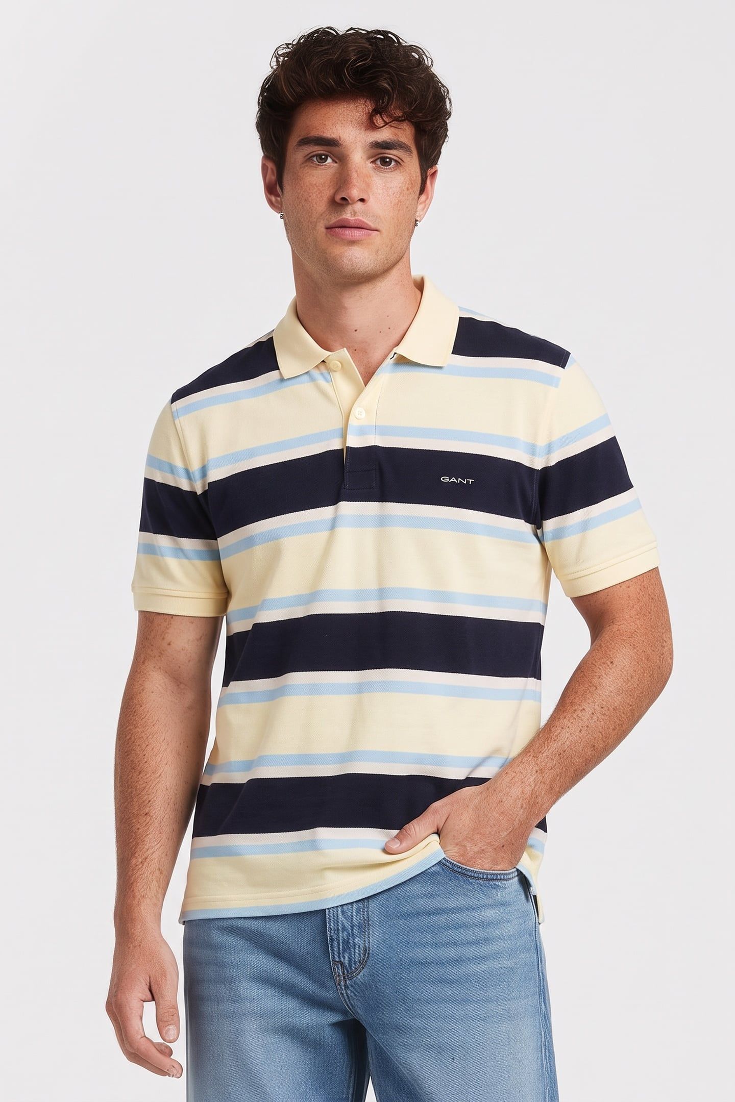MULTISTRIPE SS POLO VANILLA YELLOW 1