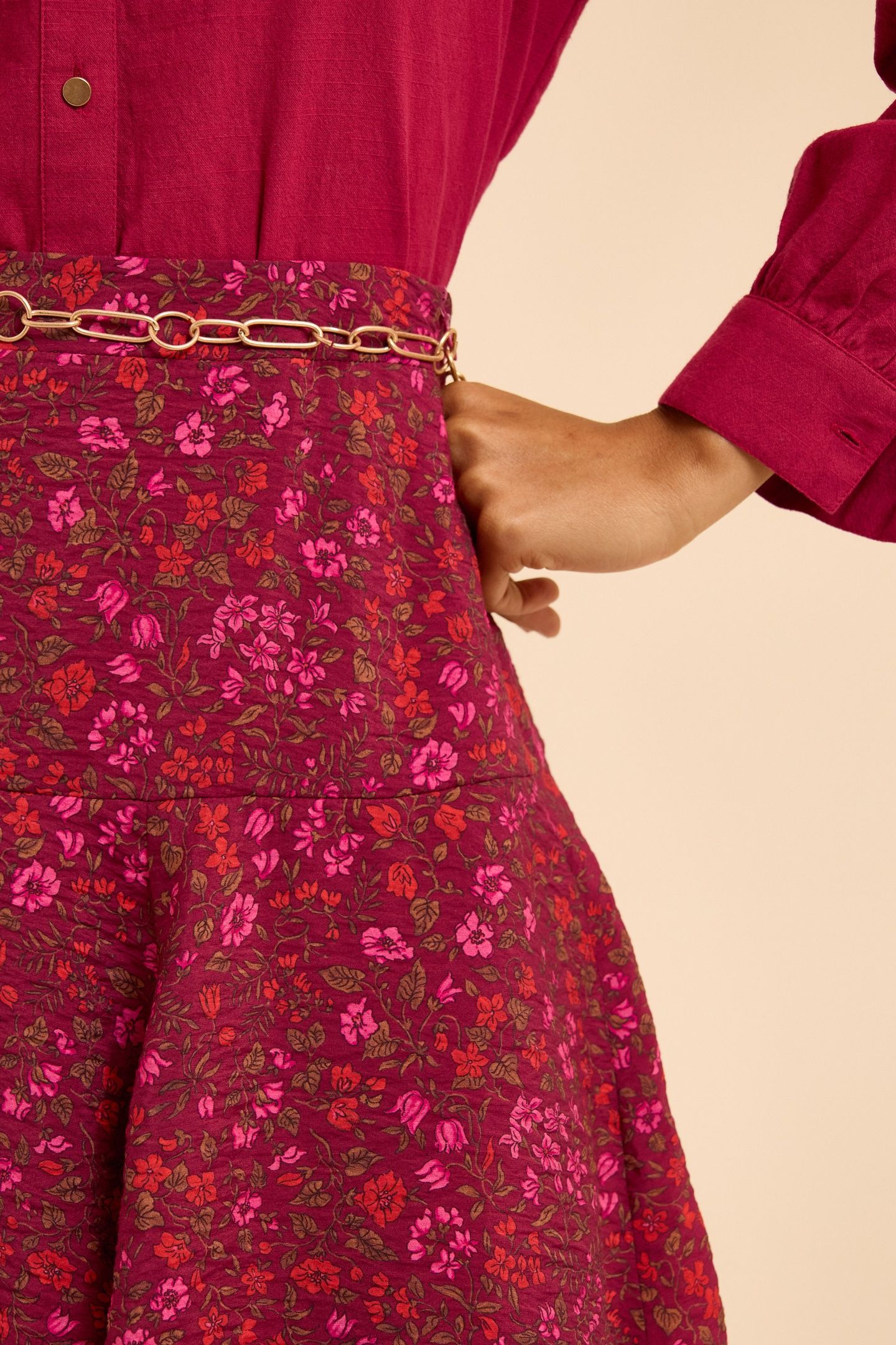 PINK SHORT SKIRT WITH FLORAL PRINT 5