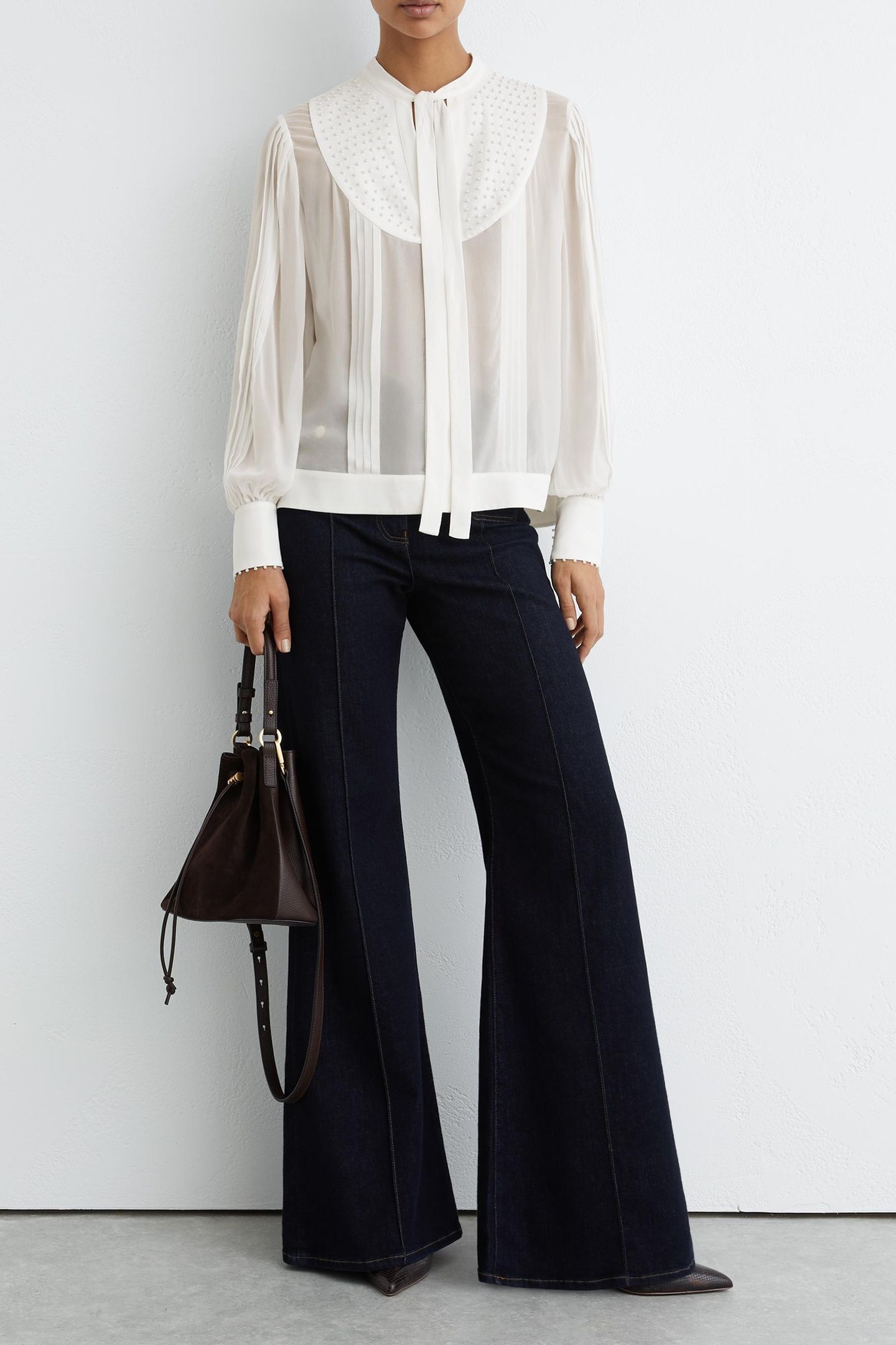 TIE NECK BLOUSE IVORY 1