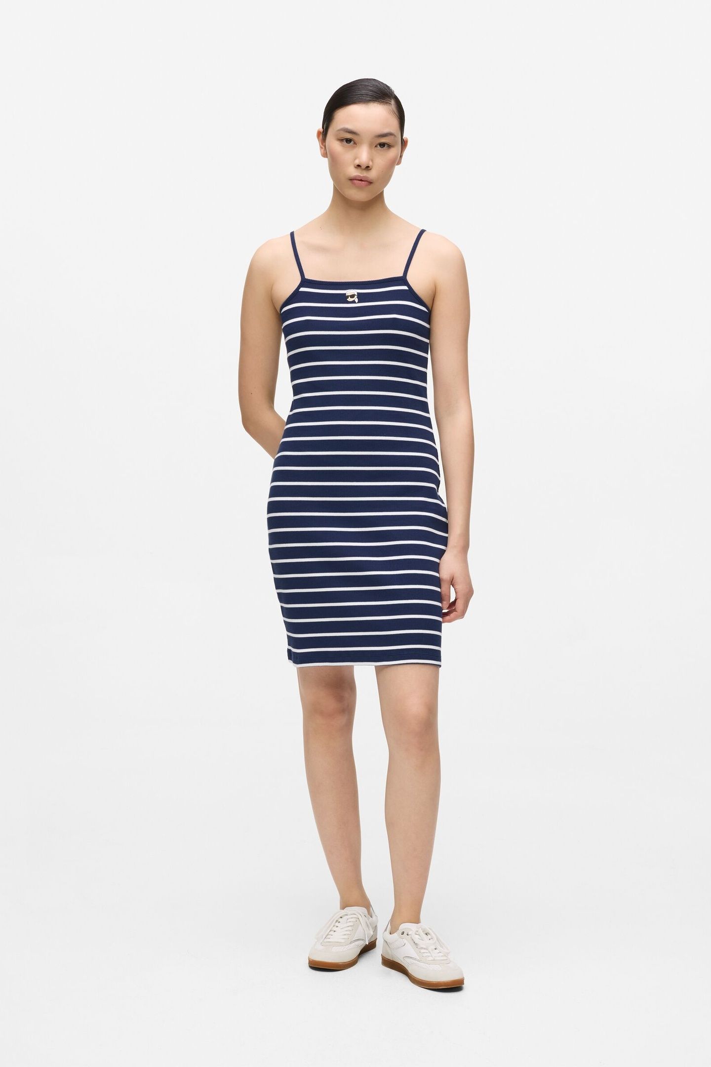 IKON STRIPED JERSEY DRESS MEDIEVAL BLUE-WHITE 1