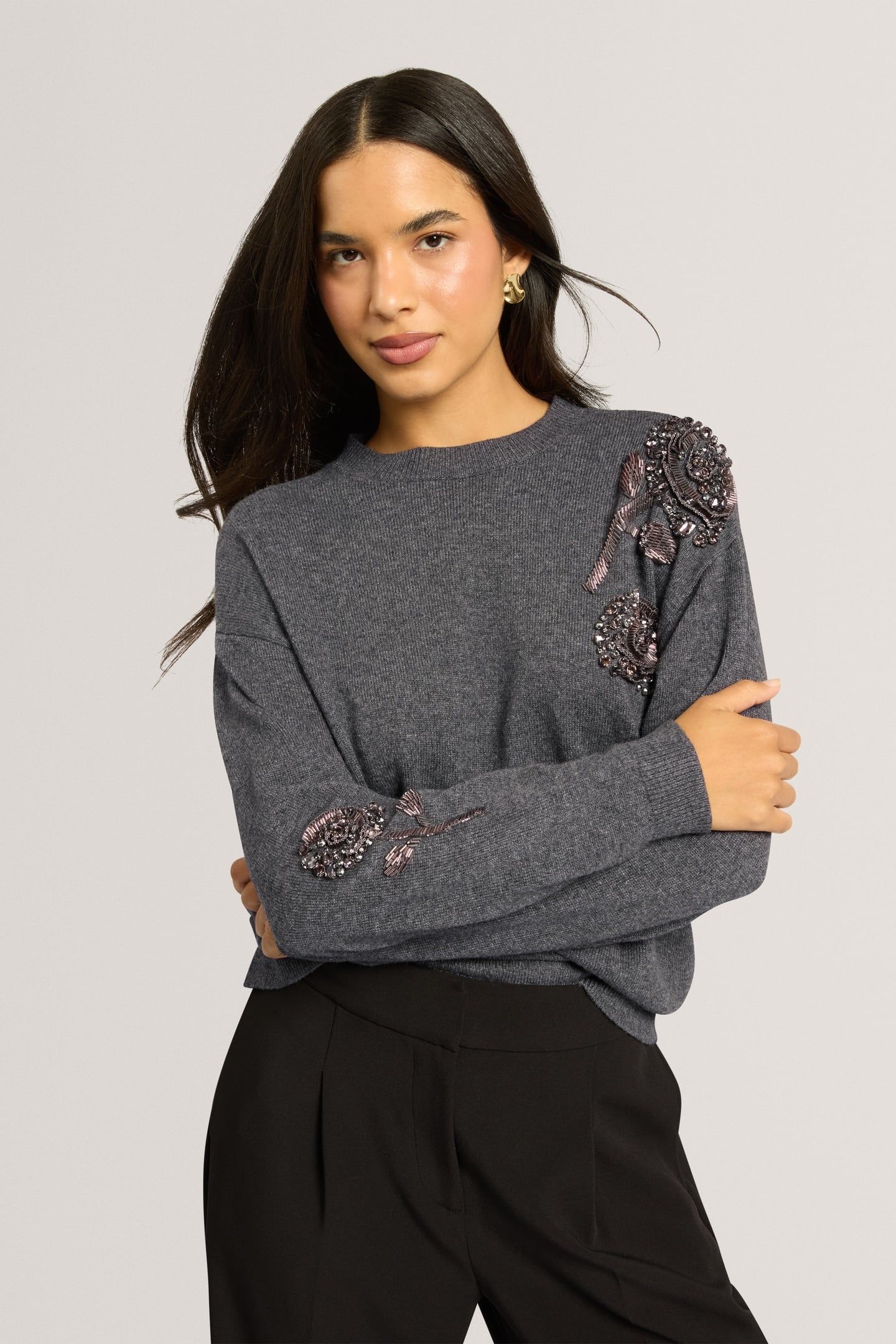 EMBELLISHED WOOL BLEND JUMPER GREY-MARL 4