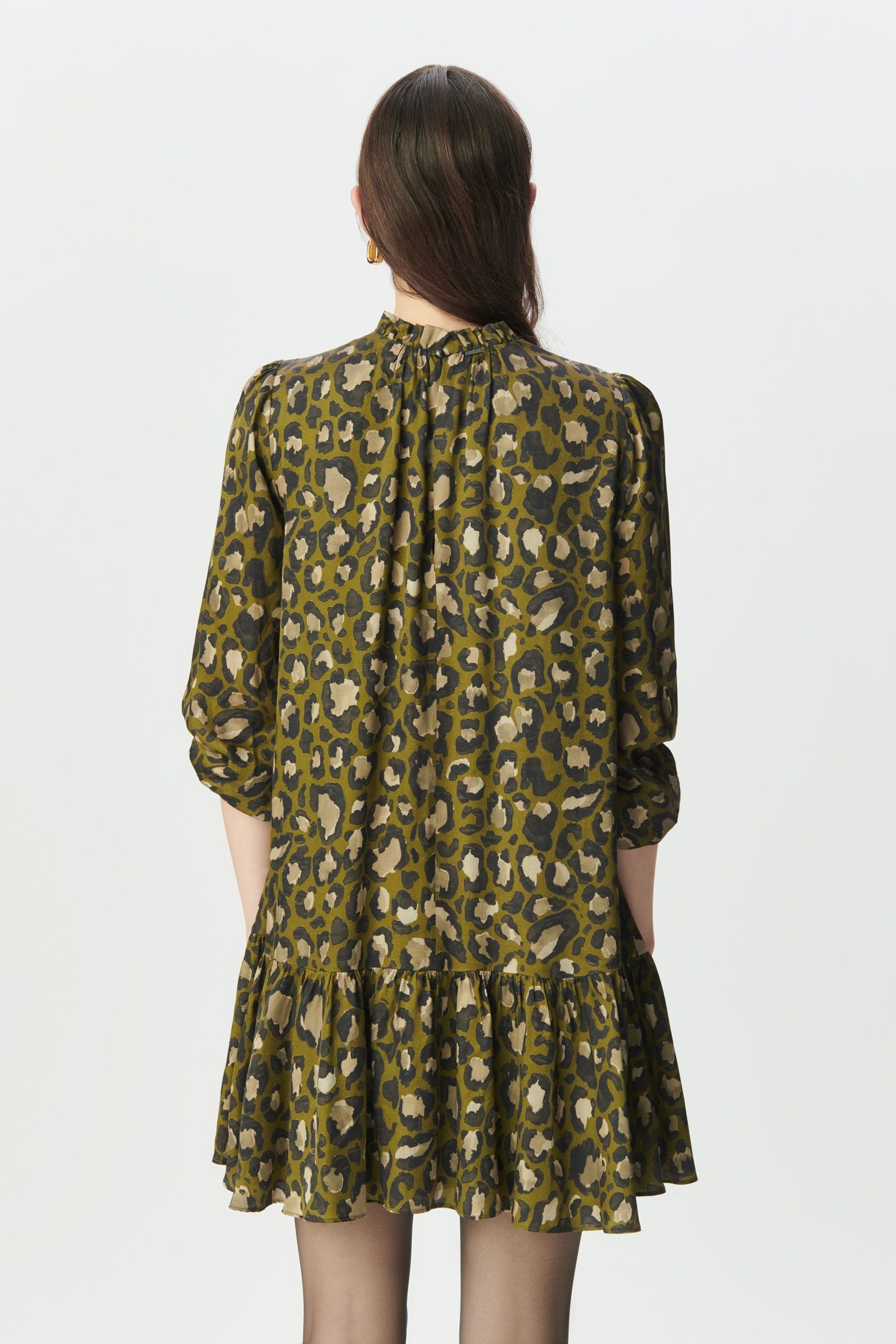 KHAKI BAGGY DRESS WITH LEOPARD TACHIST PRINT 2