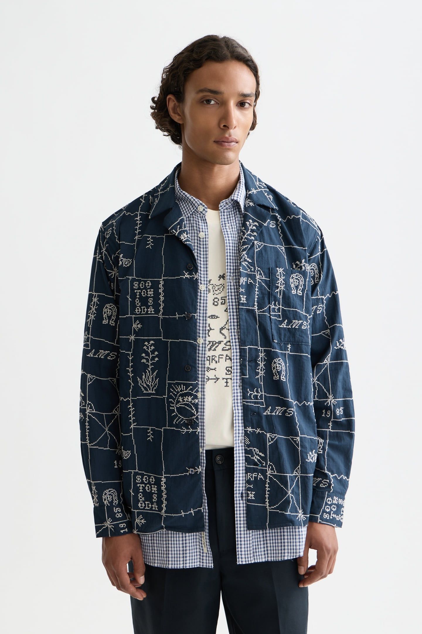 ALLOVER EMBROIDERED SHIRT BLACK 1