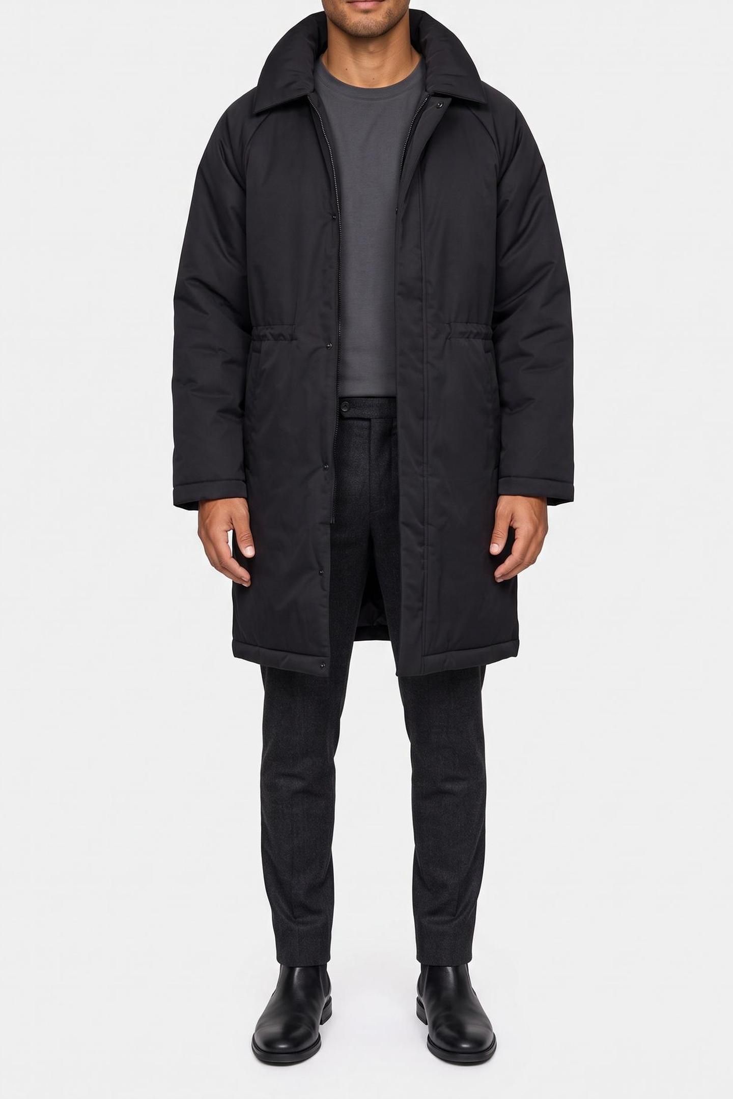 LS LONG FILLED CAR COAT BLACK 1