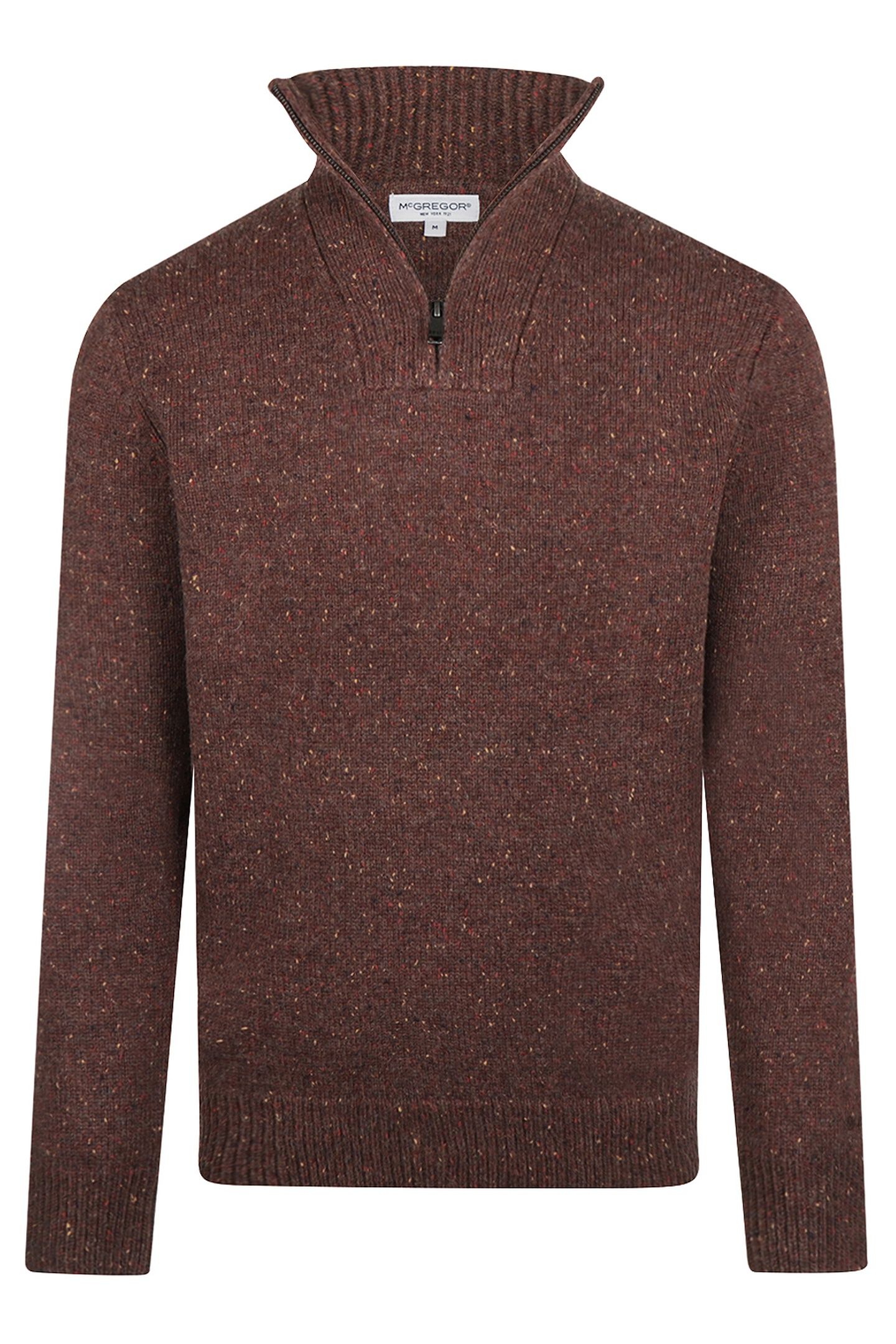 ZIP MOCK FISHERMANS SWEATER CHOCOLATE BROWN 3