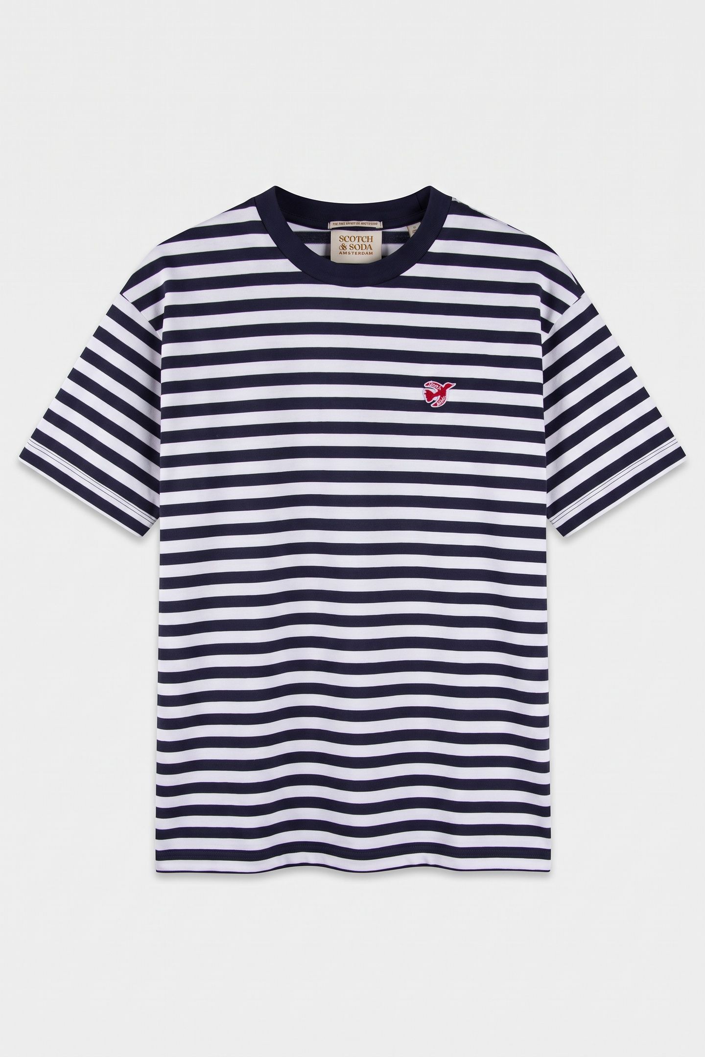 THE FREE SPIRIT PEACE BIRD STRIPED T-SHIRT NAVY/WHITE 3