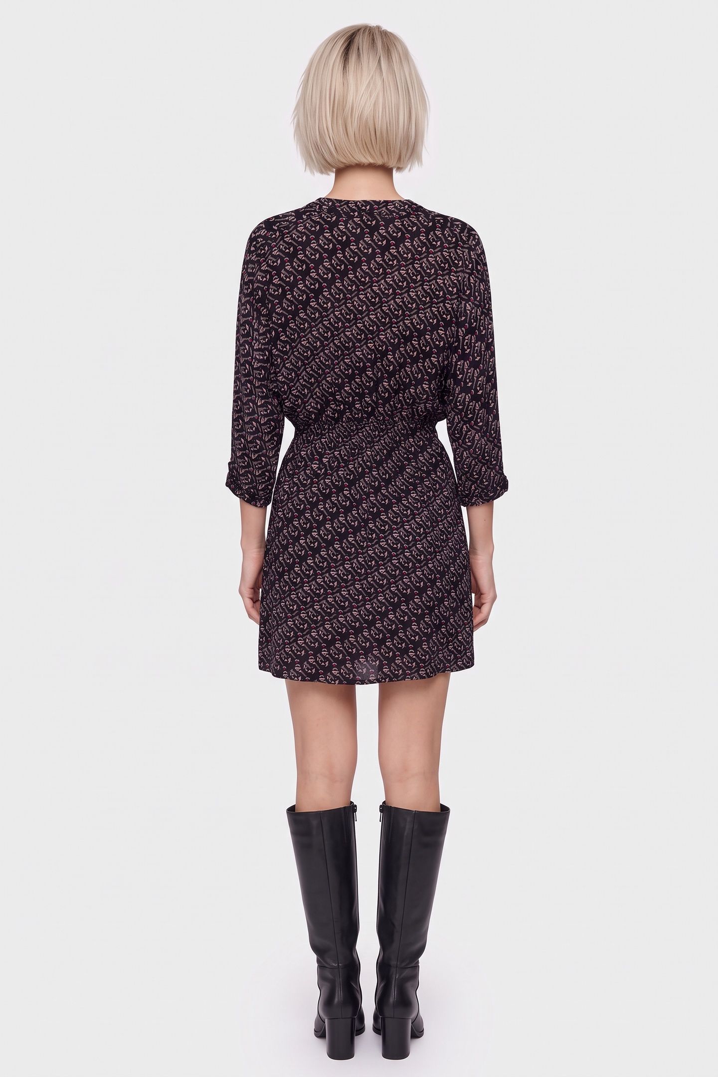 RICHA _ GREY SHIRT DRESS WITH ARTY GRAPHIC PRINT 2