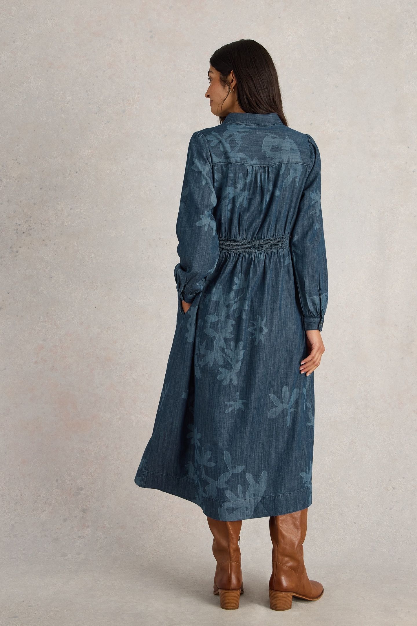 FARAH DENIM MIDI DRESS DENIM PR 2