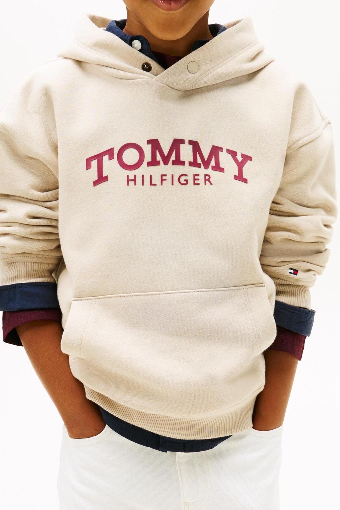 BOYS MONOTYPE PRINT HOODIE GULF SAND 1