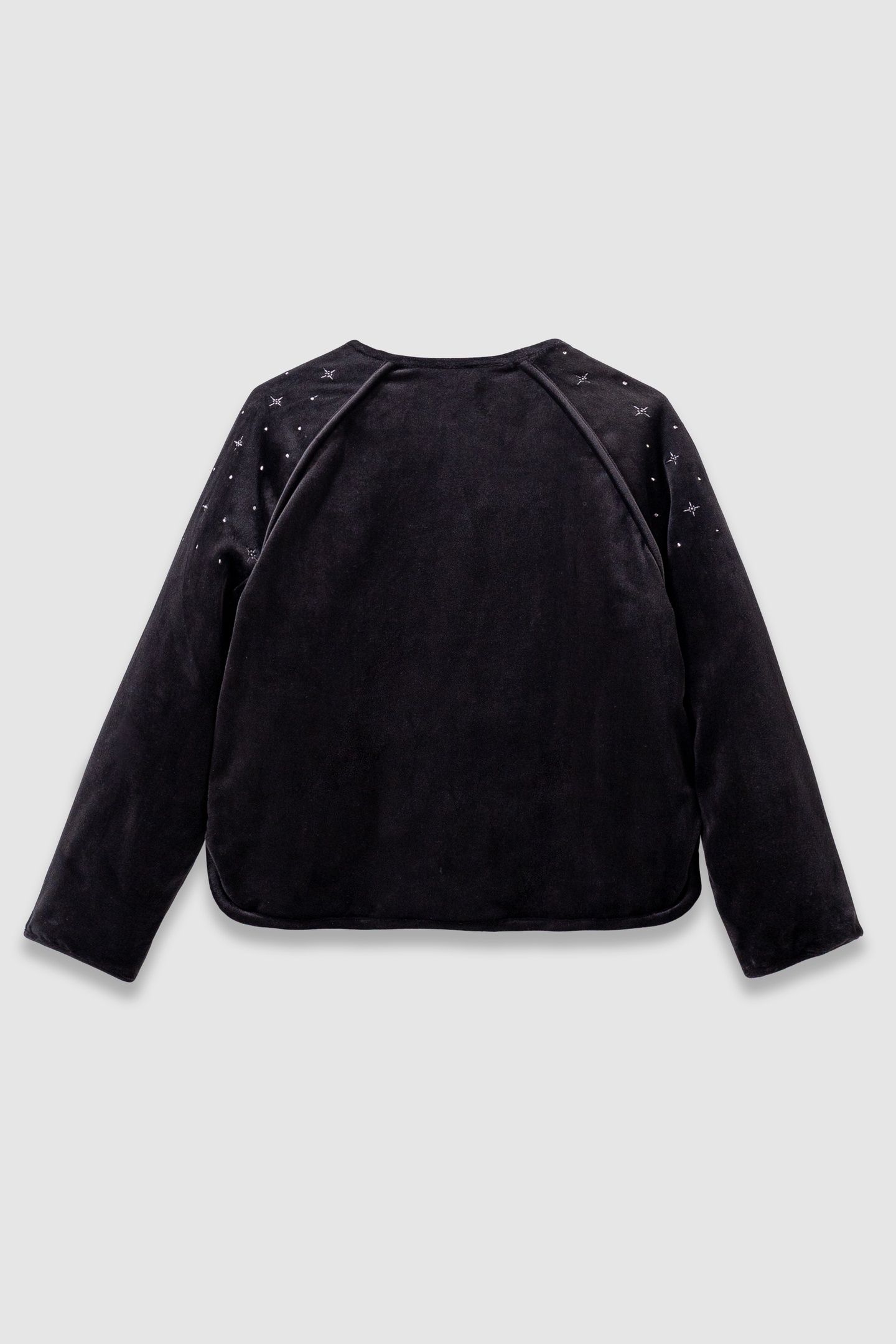 GIRLS’ BLACK QUILTED EMBROIDERED VELVET CARDIGAN 2