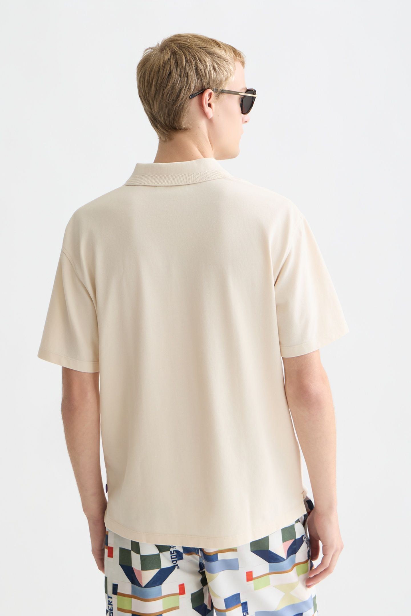3 CROSSES PIQUE RELAXEDFIT GARMENTDYED POLO LIGHT BEIGE 2