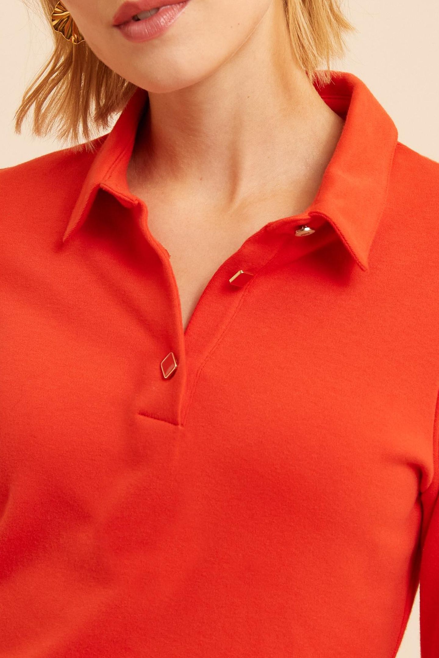 RED KNIT DRESS WITH SHIRT COLLAR 6