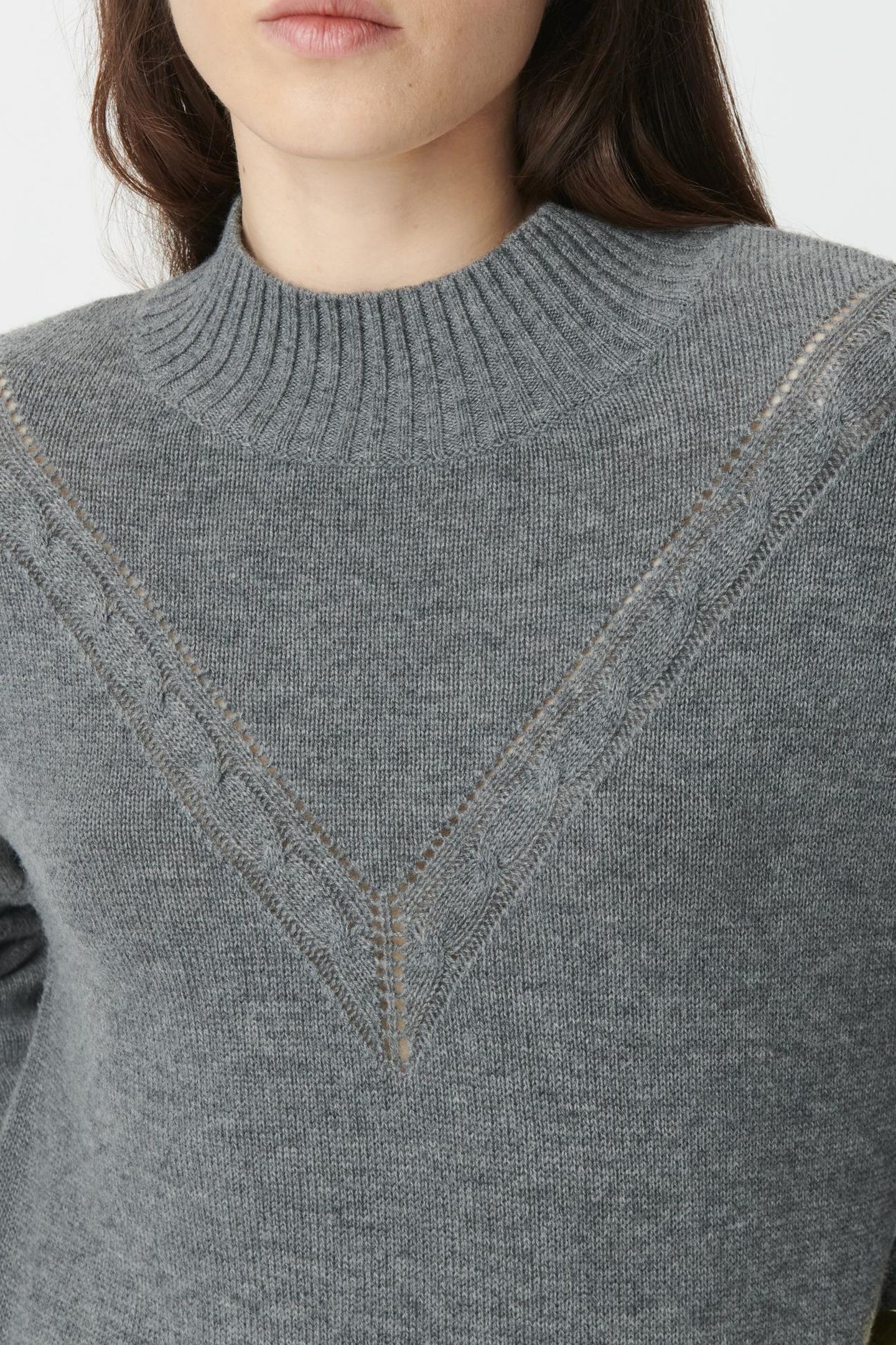 BEIGE SWEATER DRESS WITH PLACED CABLE KNIT 7