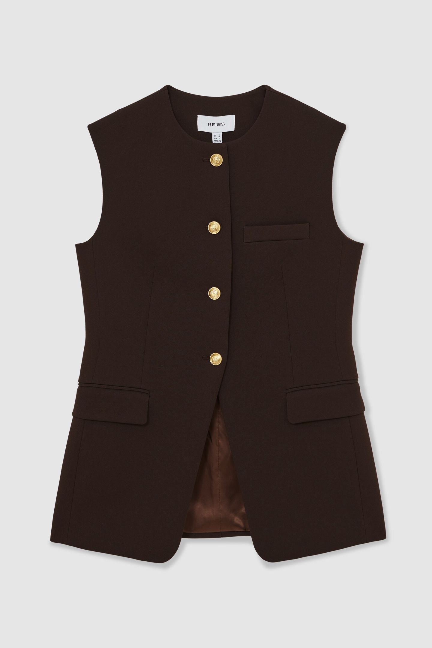 LONGLINE WAISTCOAT CHOCOLATE BROWN 5