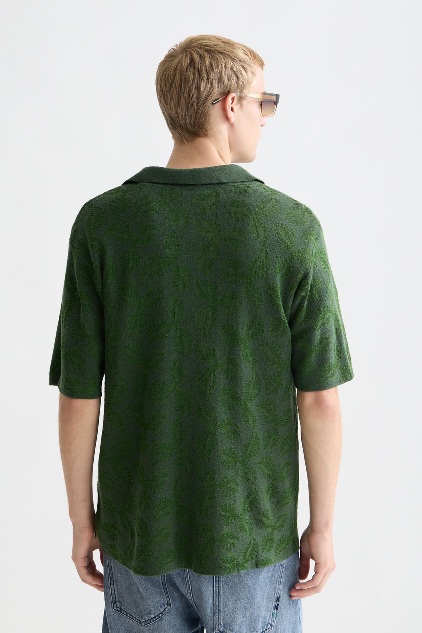TONEONTONE KNITTED SHORT SLEEVE SHIRT DARK GREEN 2