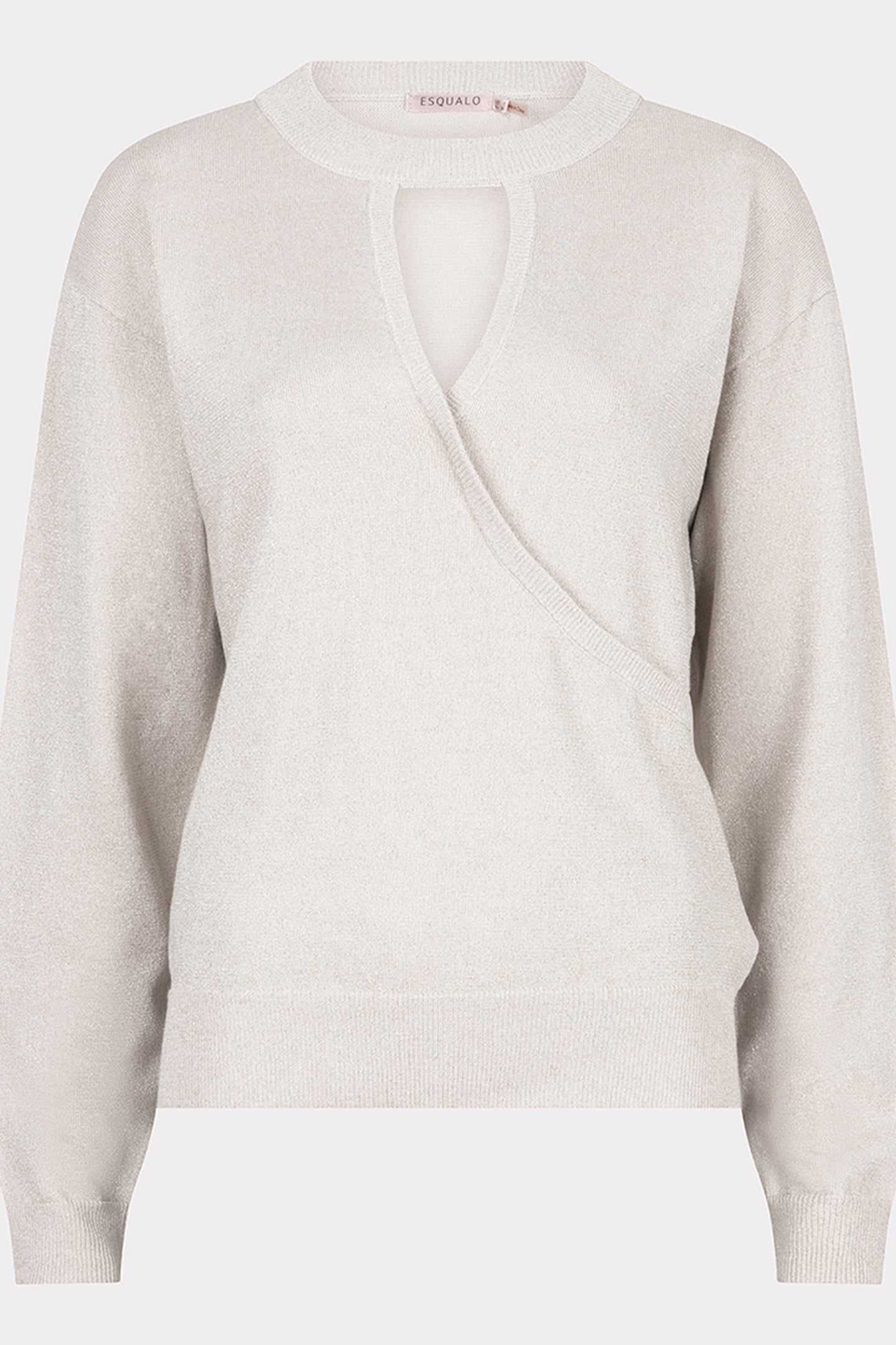 SWEATER L/SLVE WRAPOVER LUREX LIGHT GREY 1