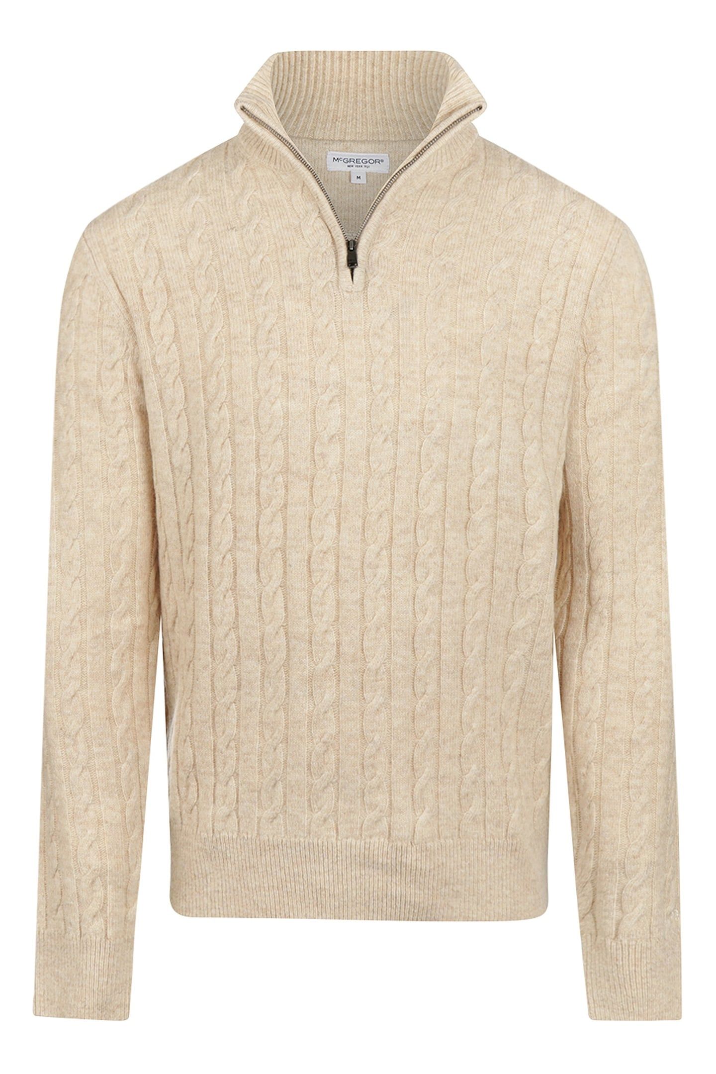 CABLE ZIP MOCK SWEATER STONE 2