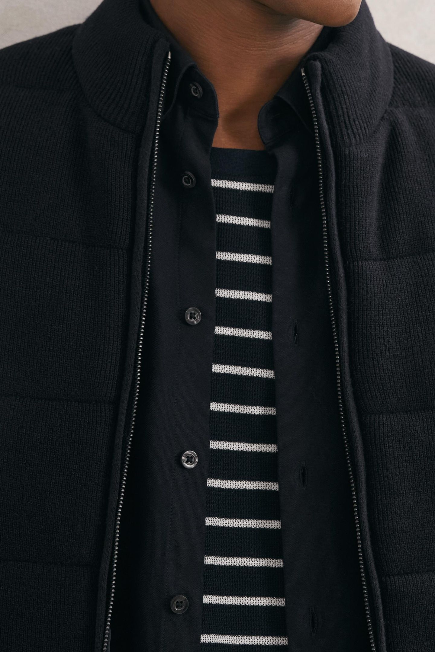 SLEEVELESS ZIP THROUGH RIBBED GILET NAVY 4