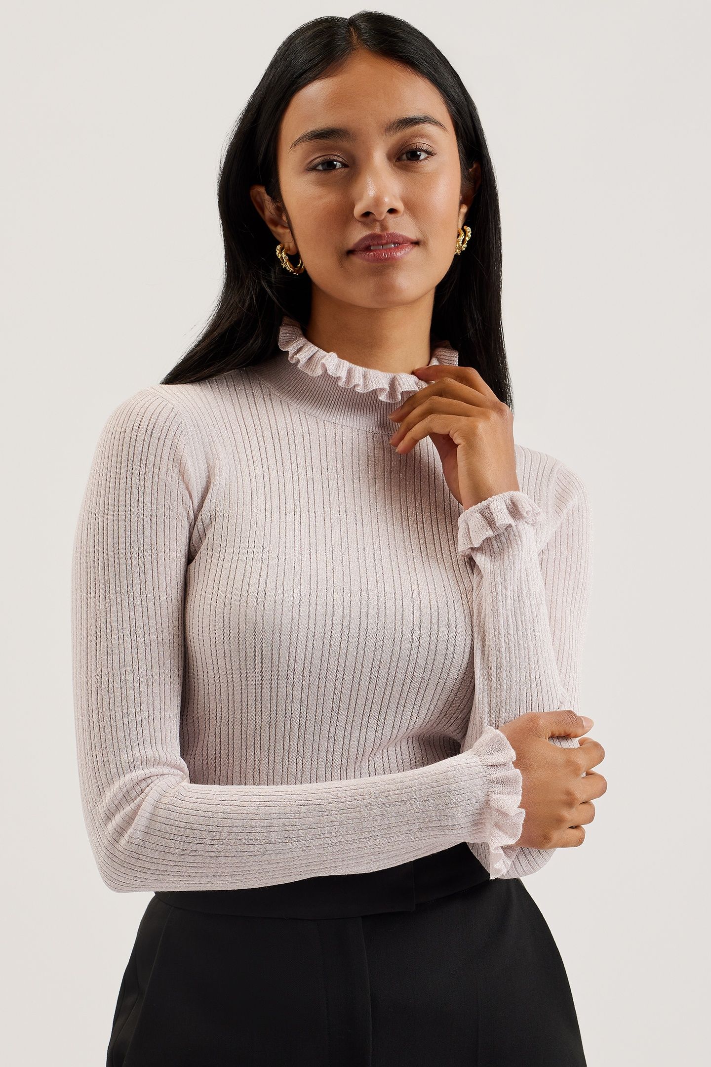 RAINEEE METALLIC RIBBED FUNNEL NECK PURPLE 1