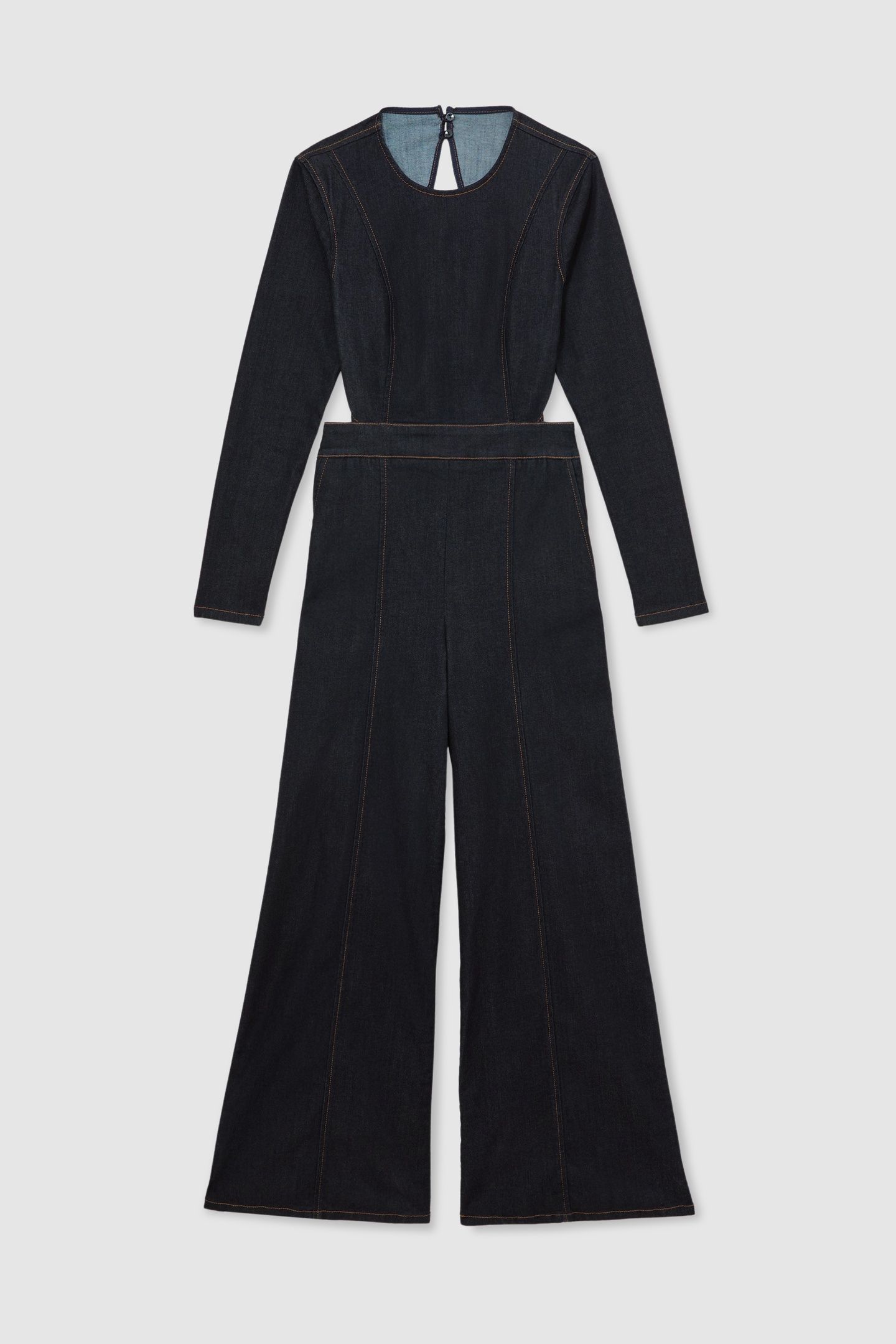 LONGSLEEVE WIDELEG DENIM JUMPSUIT INDIGO BLUE 1