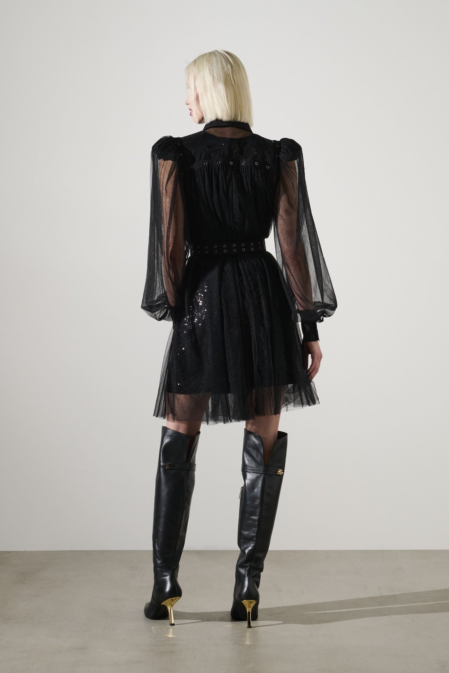 MATERIAL MIX FASHION DRESS BLACK 4