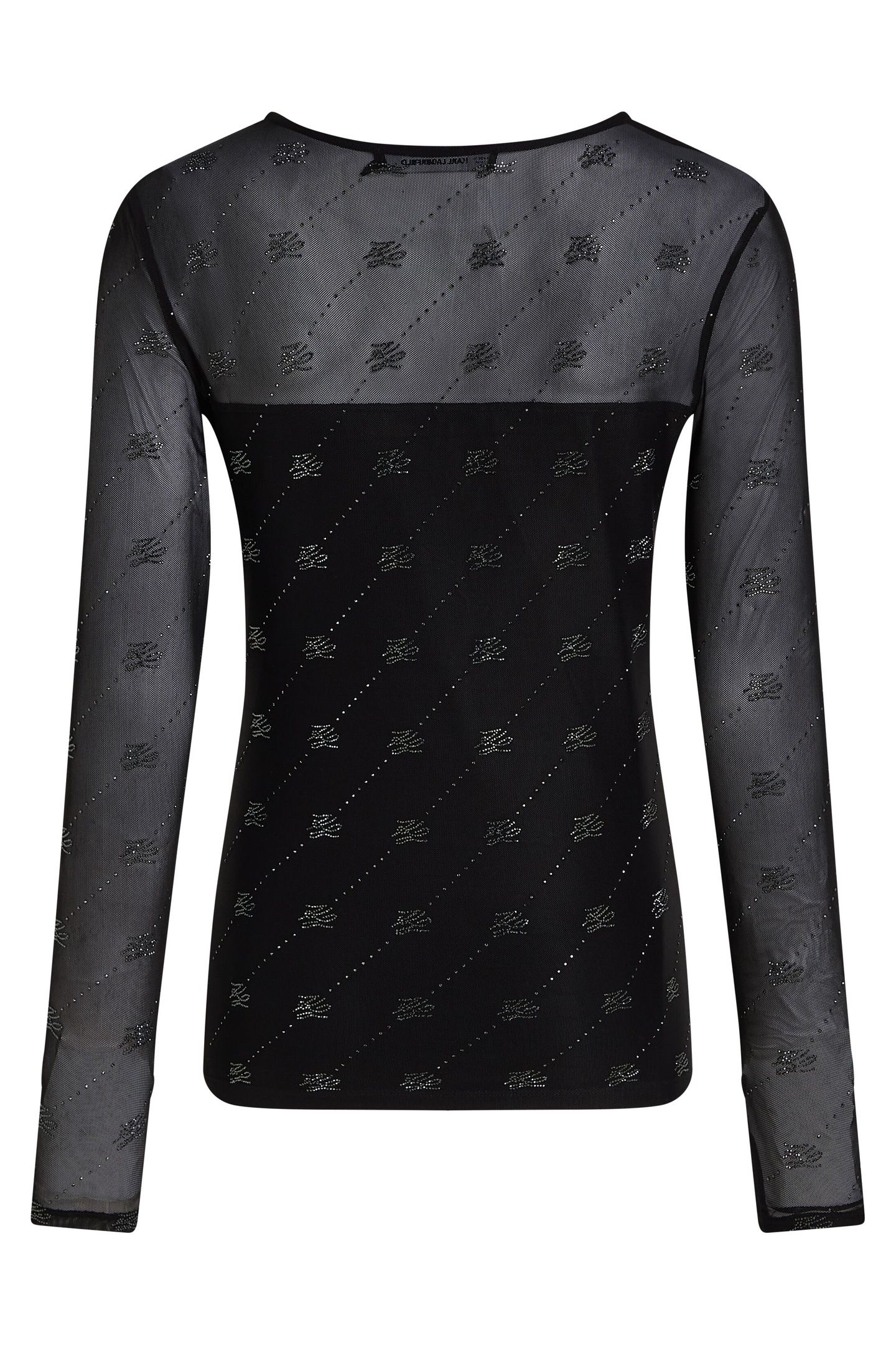 MESH RHINESTONE LSLV TOP BLACK 5