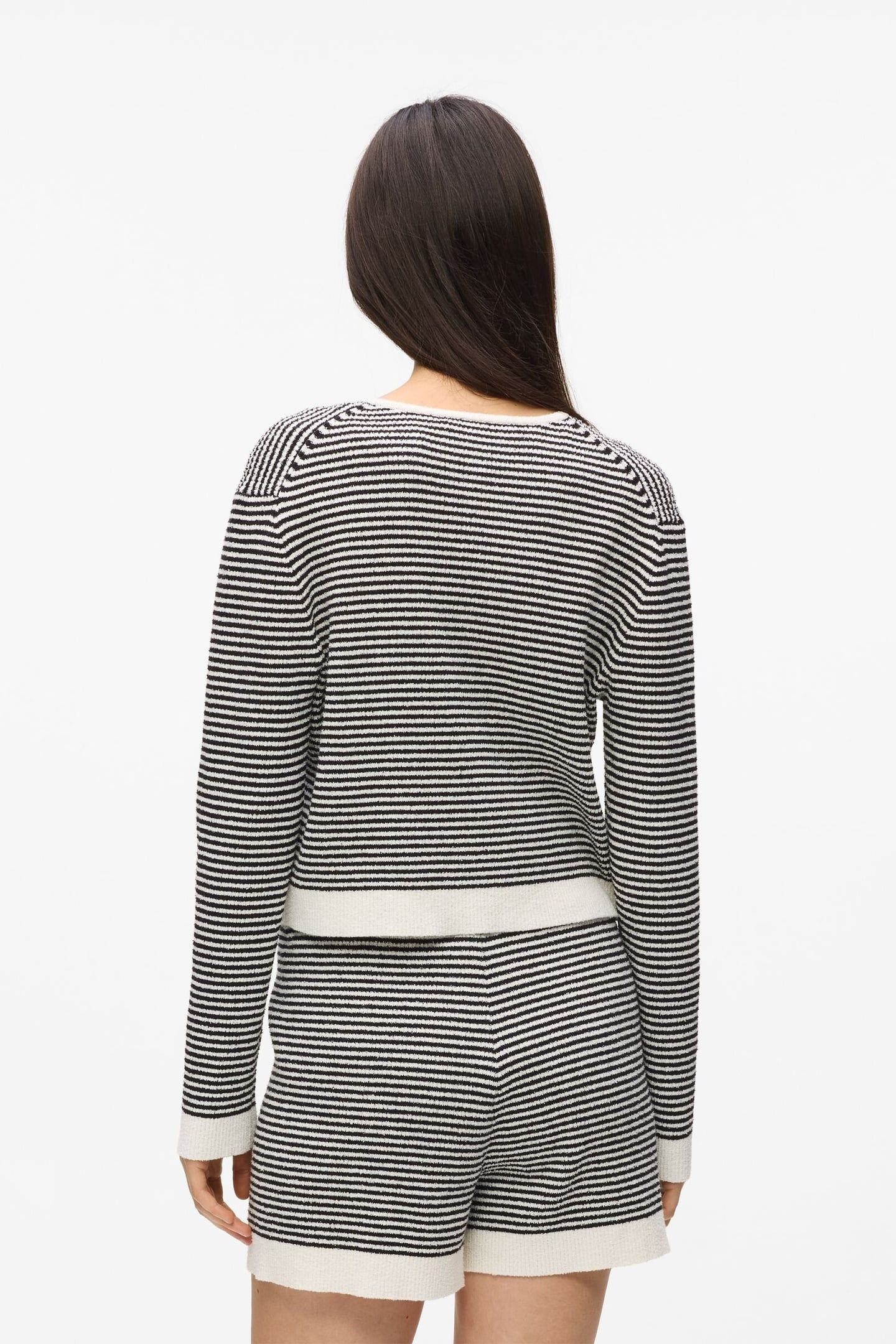 IKON STRIPED KNIT CARDIGAN SMALL STRIPE BLACK-WHITE 2