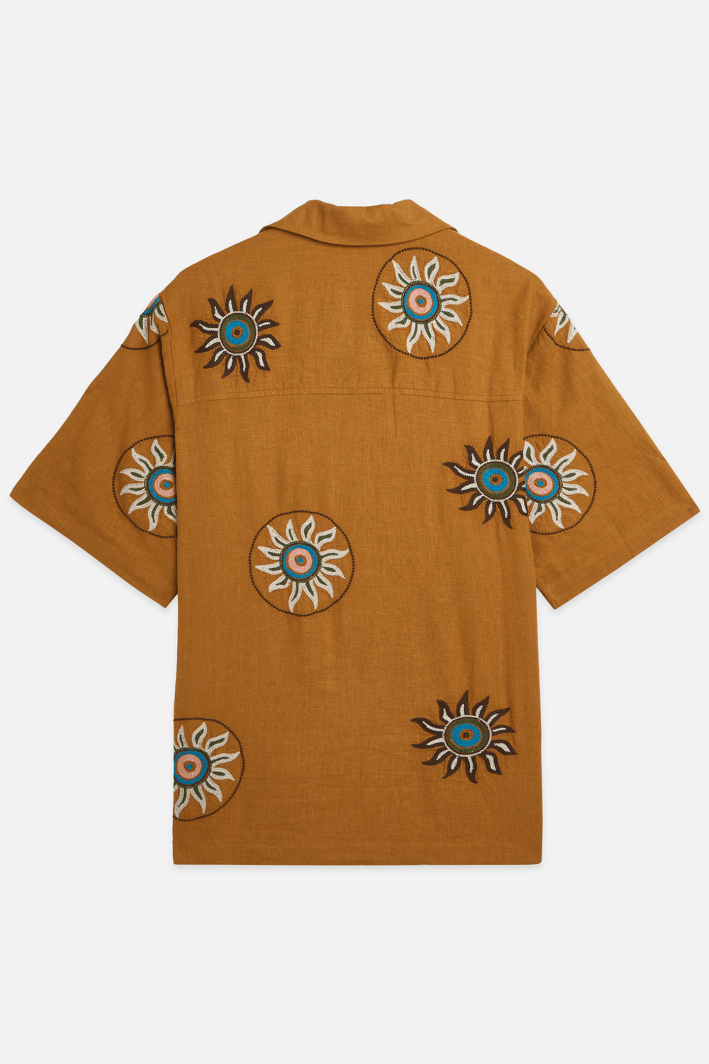 EMBROIDERED LINEN RELAXEDFIT SHORTSLEEVED SHIRT YELLOW 2