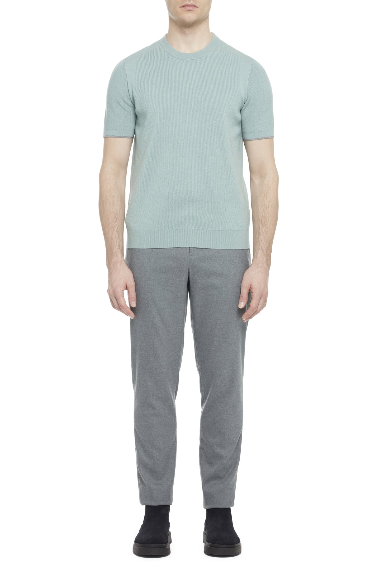 VOISIN SS MIXED RIBBED T SHIRT GREEN 3