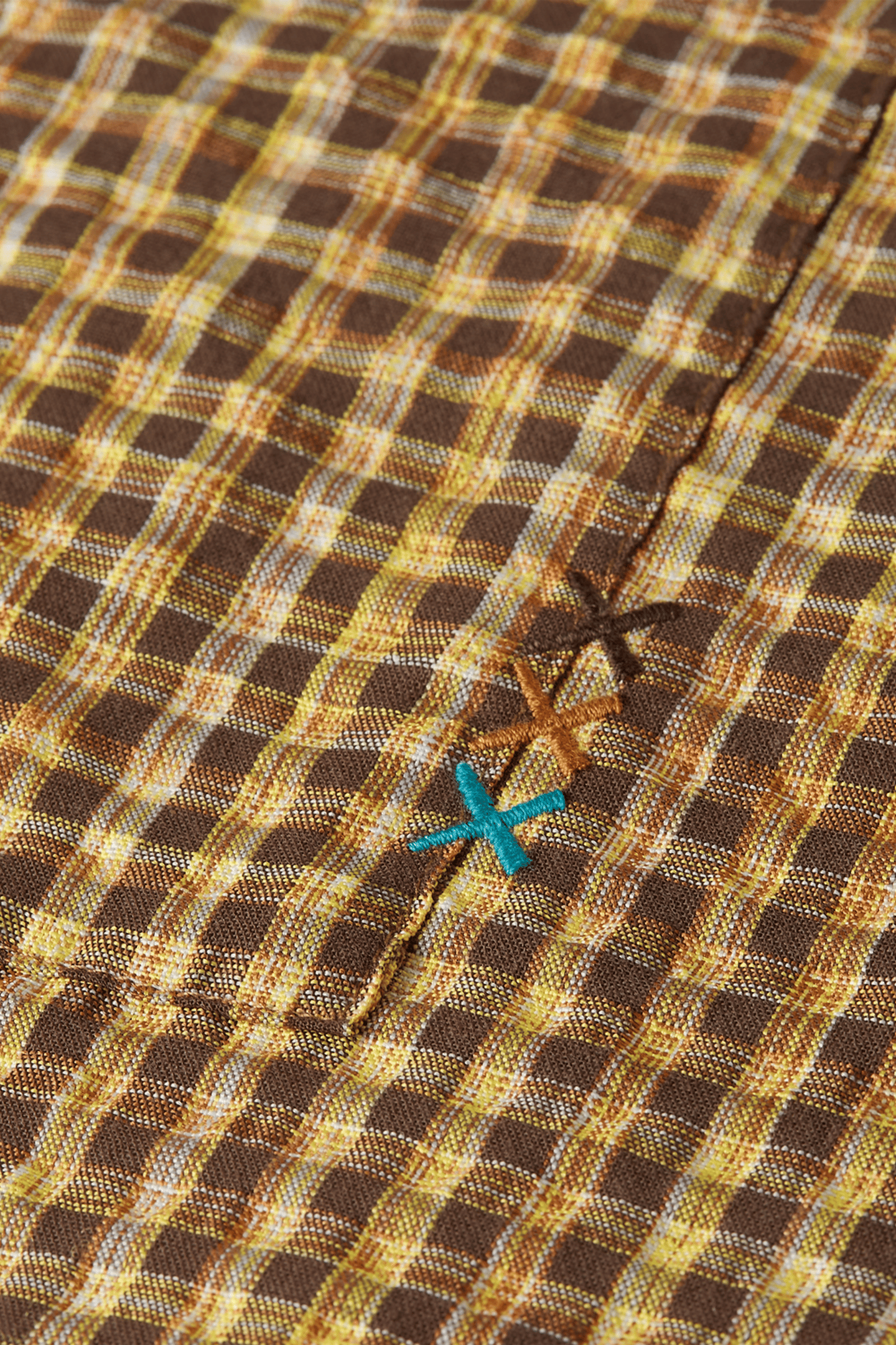 SEERSUCKER MICRO CHECK RELAXEDFIT SHIRT MEDIUM BROWN 7