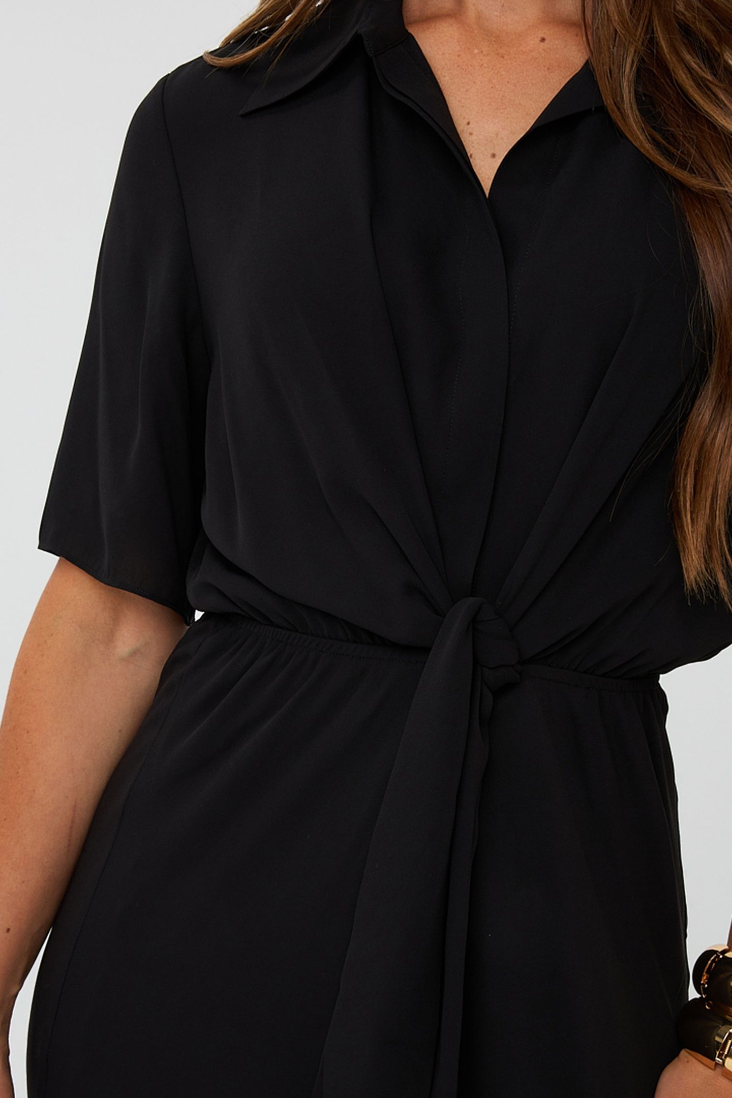 DRESS LONG KNOT S/SLVE BLACK 8