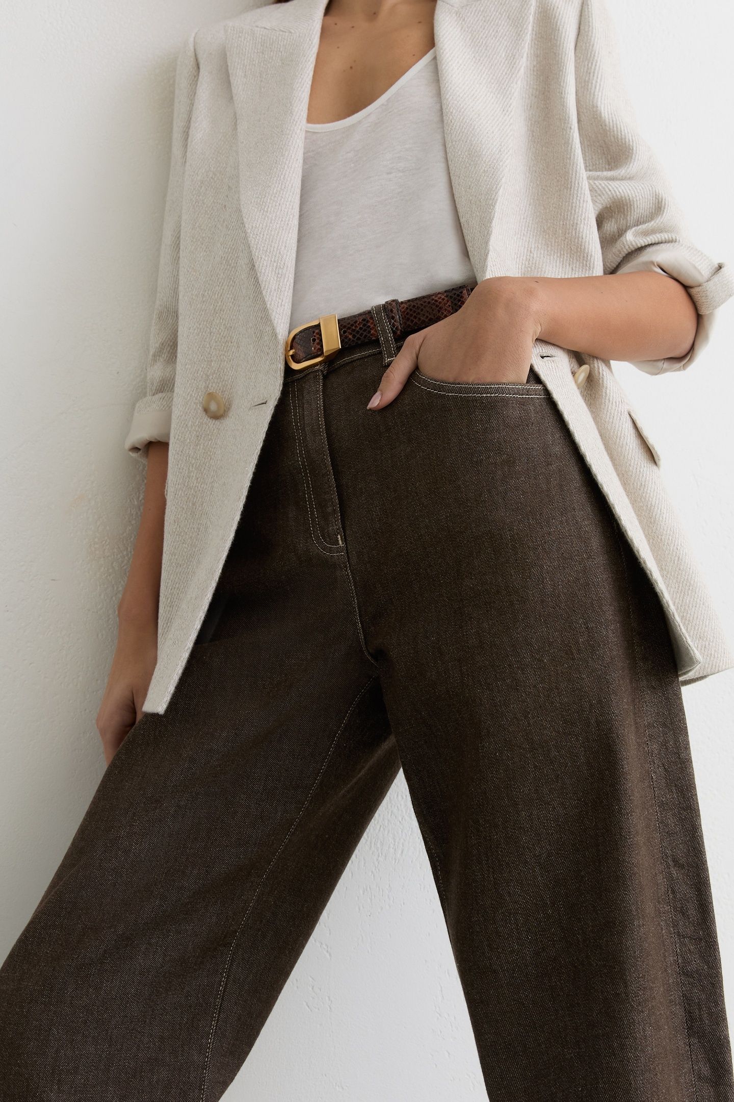 BARREL LEG JEAN BROWN 7