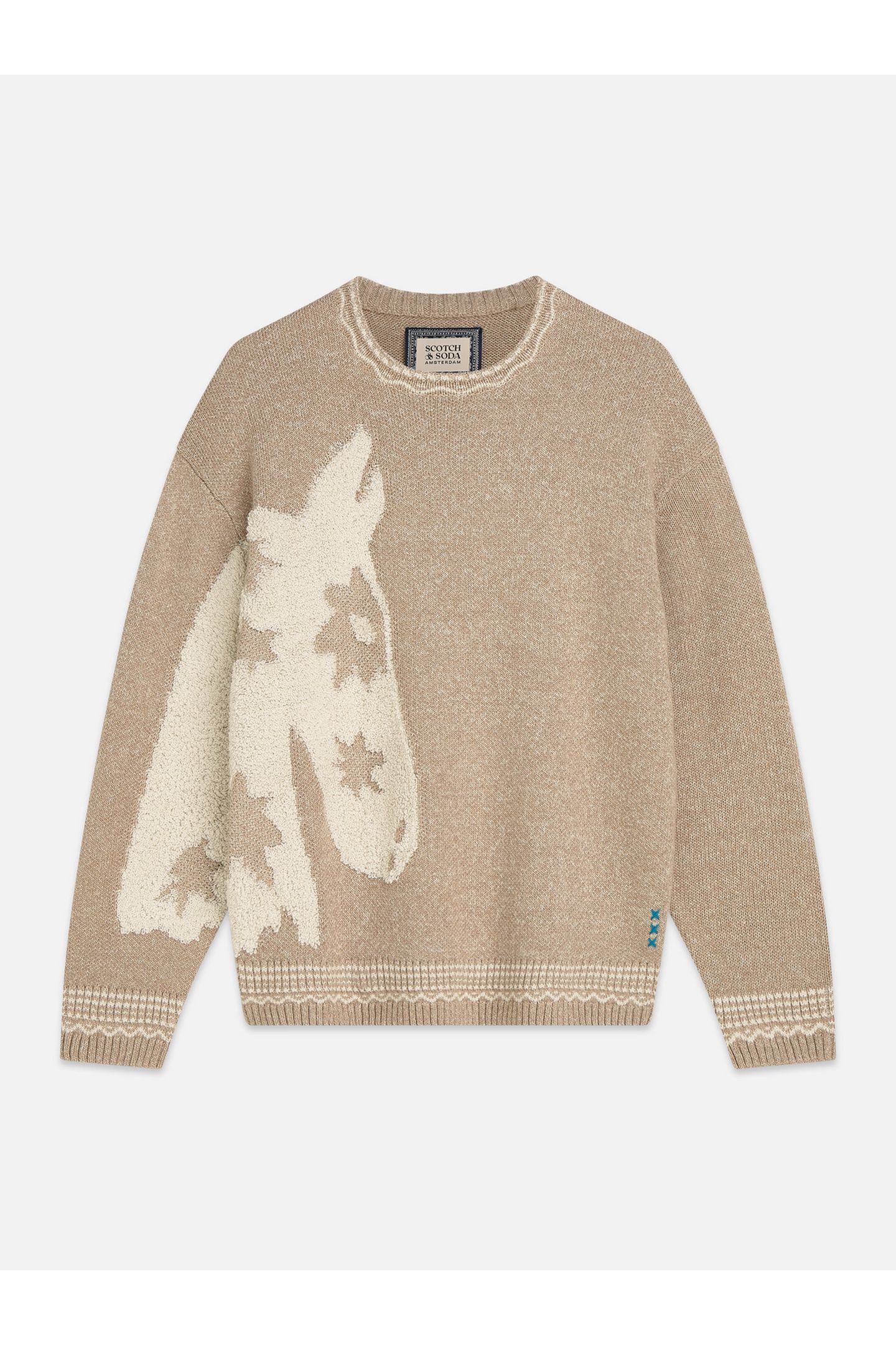LOOSEFIT JACQUARD PULLOVER MEDIUM BEIGE 1
