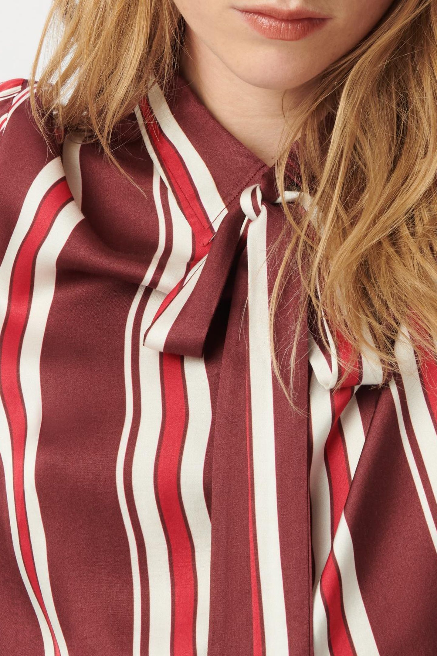 BURGUNDY STRIPED NECK TIE SHIRT 4