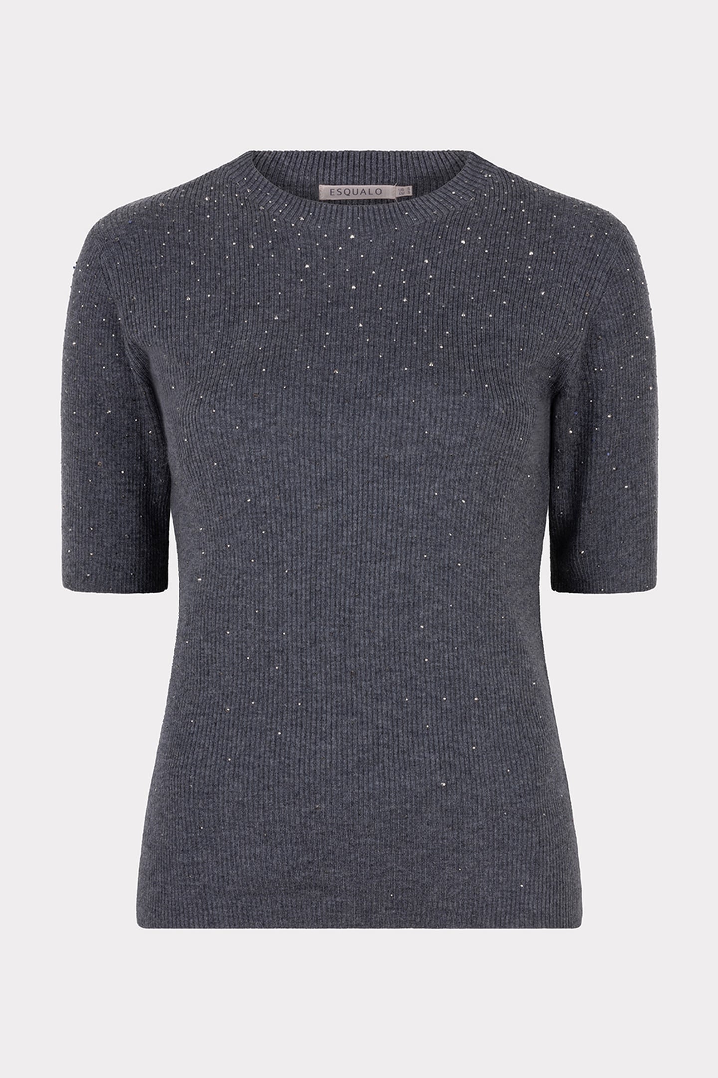 TOP RIB S/SLVE STUDS DARK GREY MELANGE 4