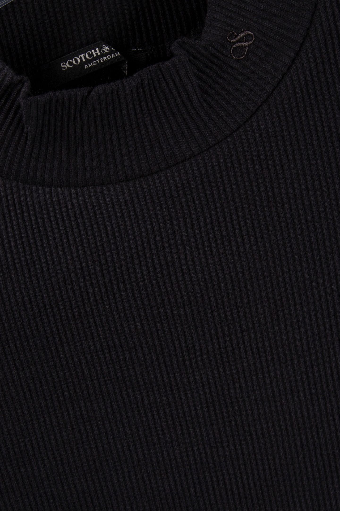 CORE MOCK NECK RIB T-SHIRT BLACK 4