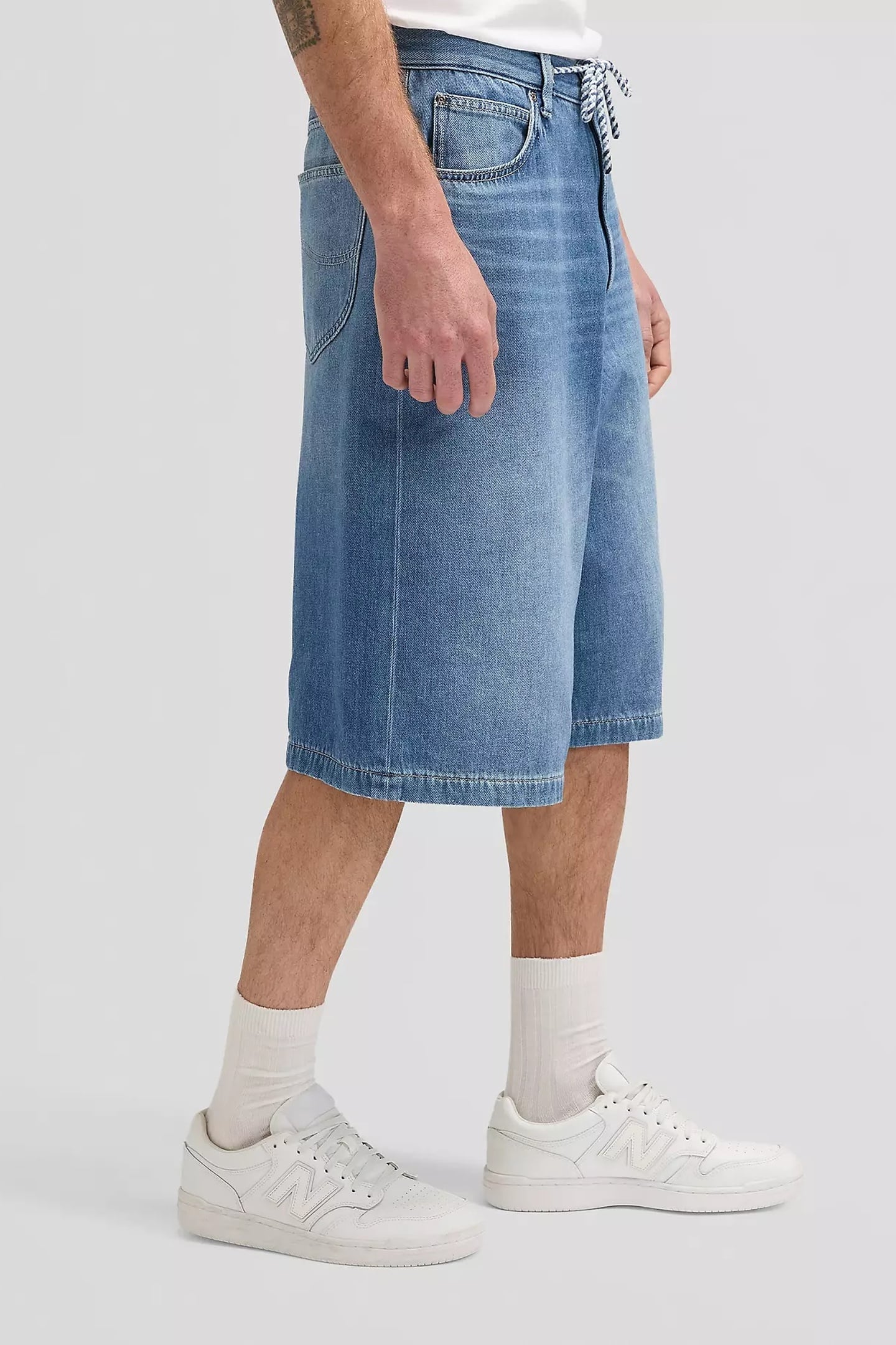 JORT WITH DRAWSTRING MID STONE LOOSE DENIM BLUE 4