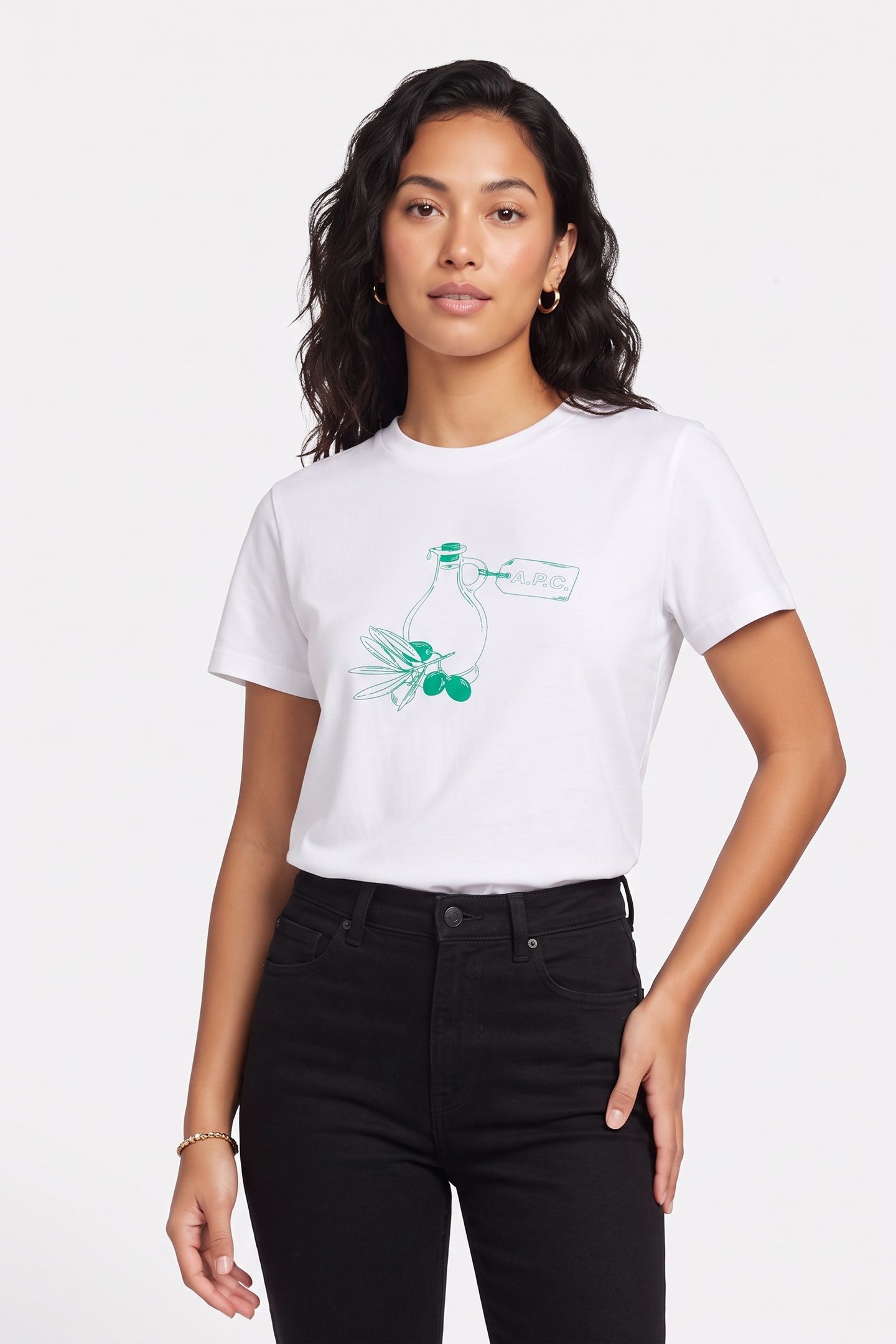 UNISEX T-SHIRT OLIVE OIL WHITE 2