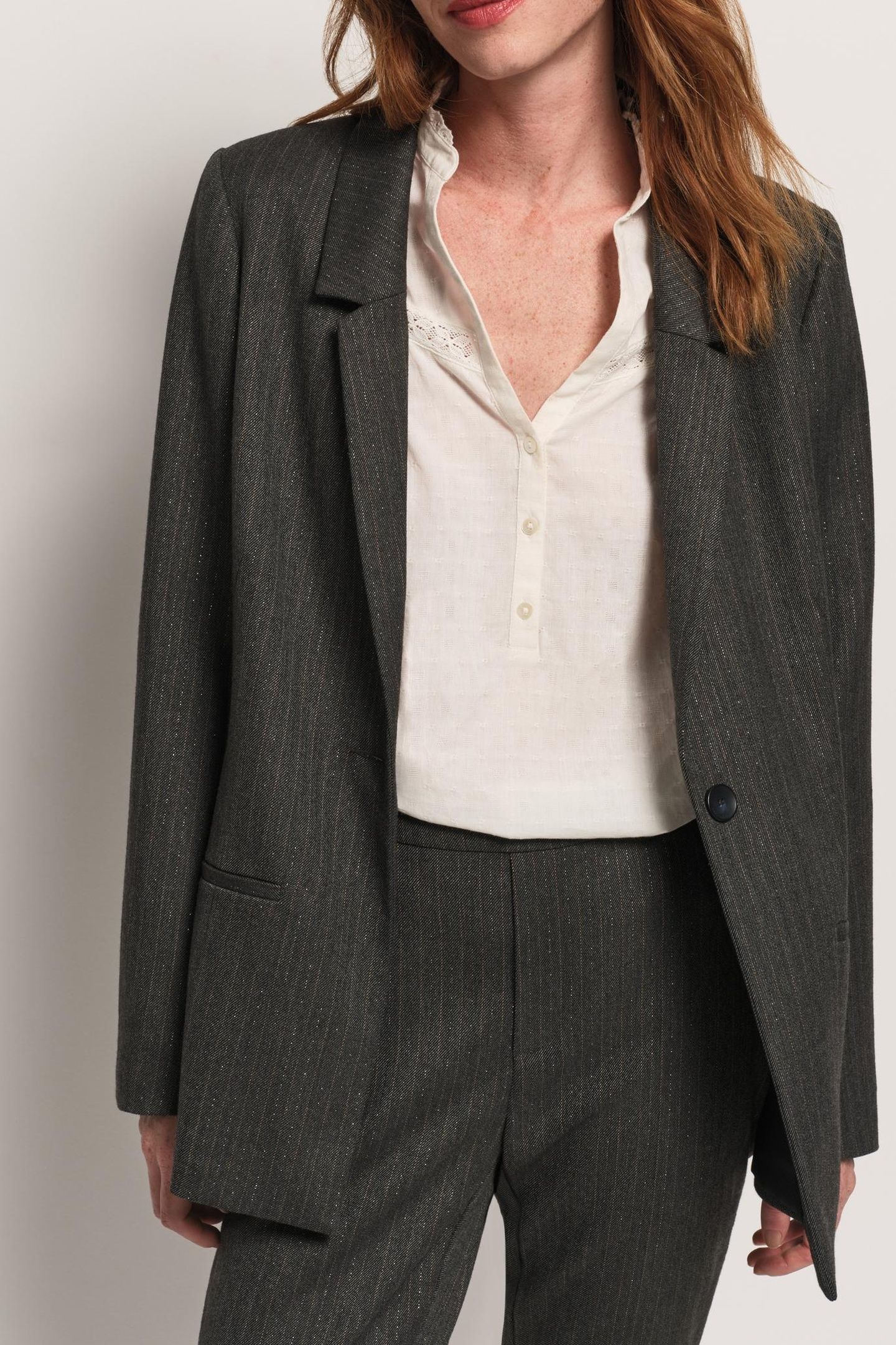 VANITY - GREY SUIT JACKET WITH LUREX STRIPES 4