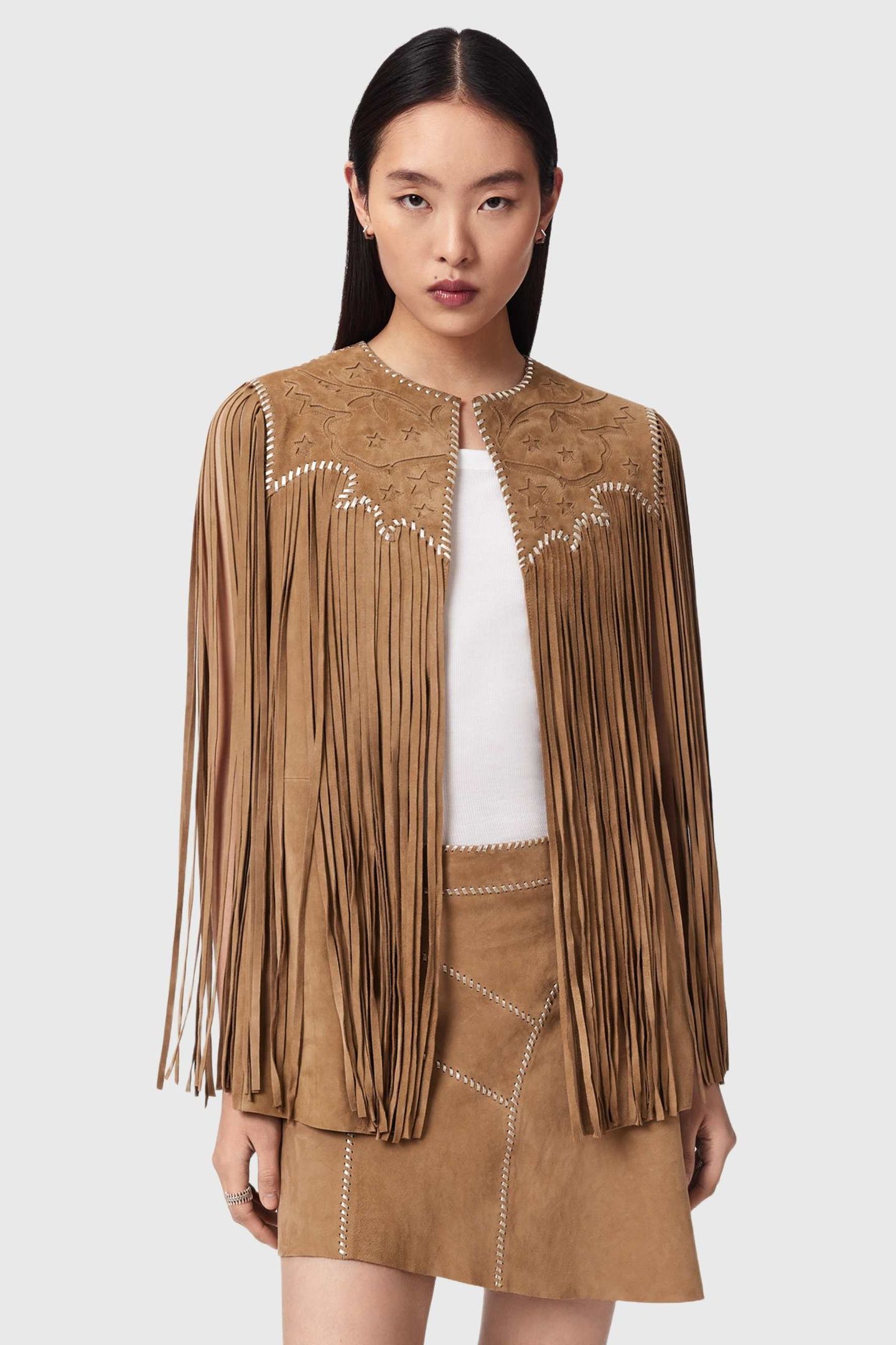 CARTER TASSEL GILET SAND BROWN 1