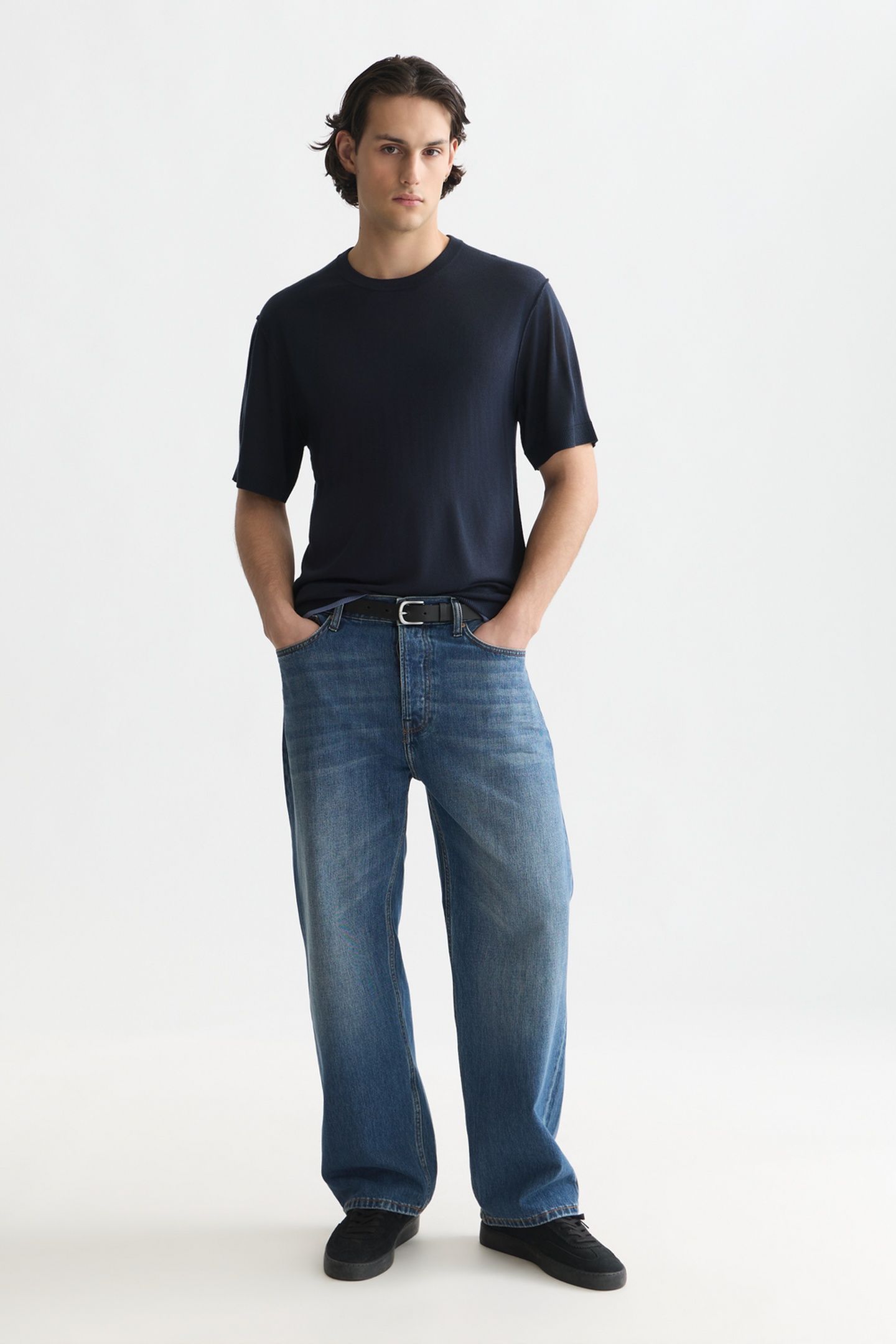 KNITTED RELAXED-FIT T-SHIRT NAVY 3
