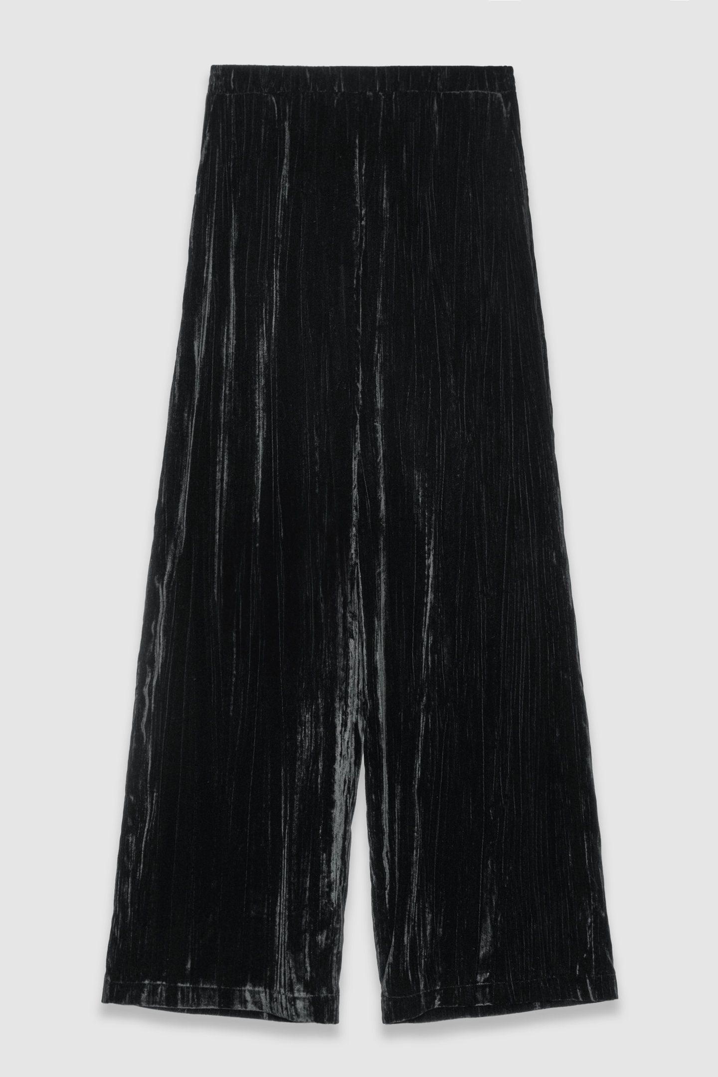 BLACK CRUSHED VELVET WIDE-LEG TROUSERS 4