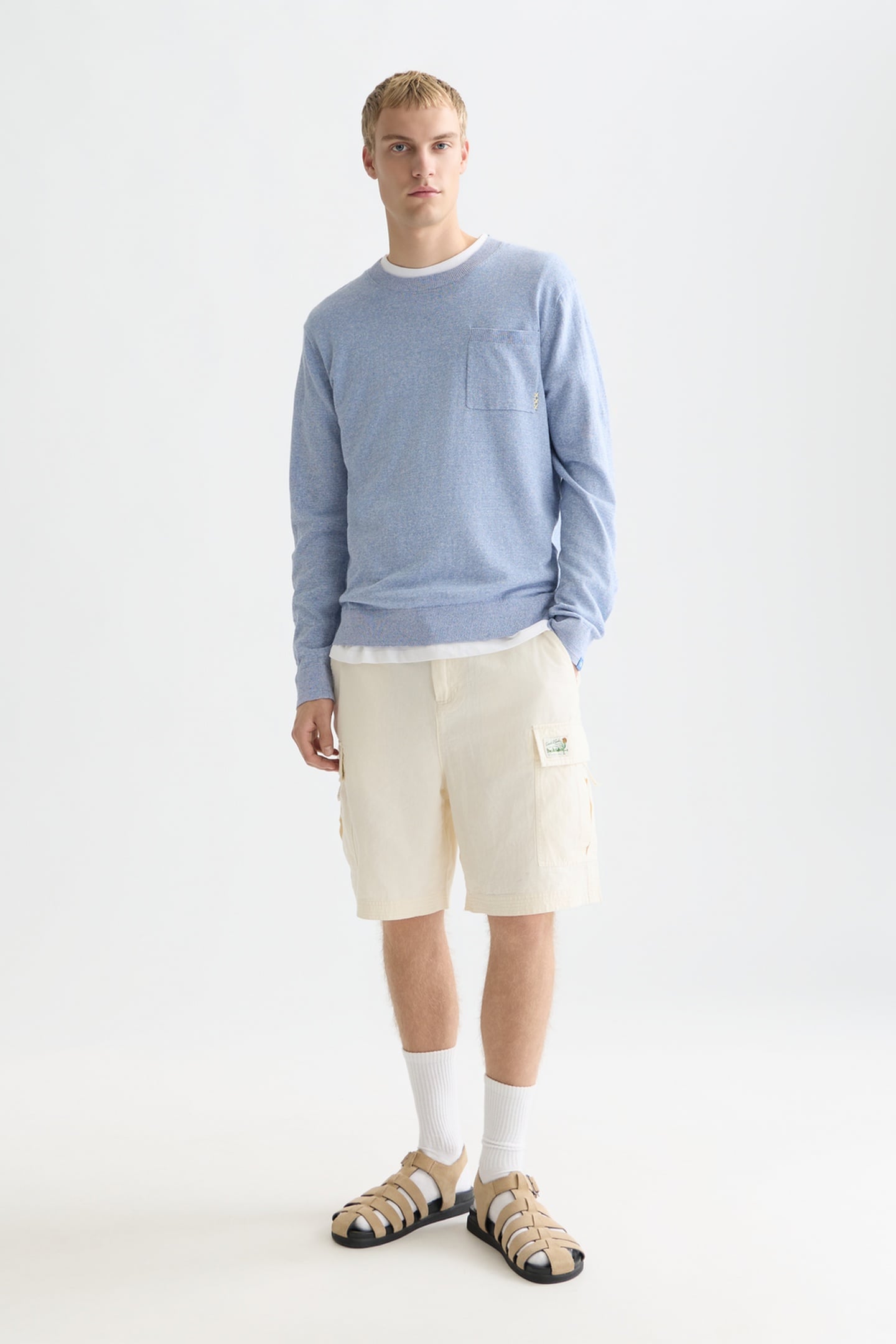LINENBLEND MELANGE REGULARFIT PULLOVER NAVY 3