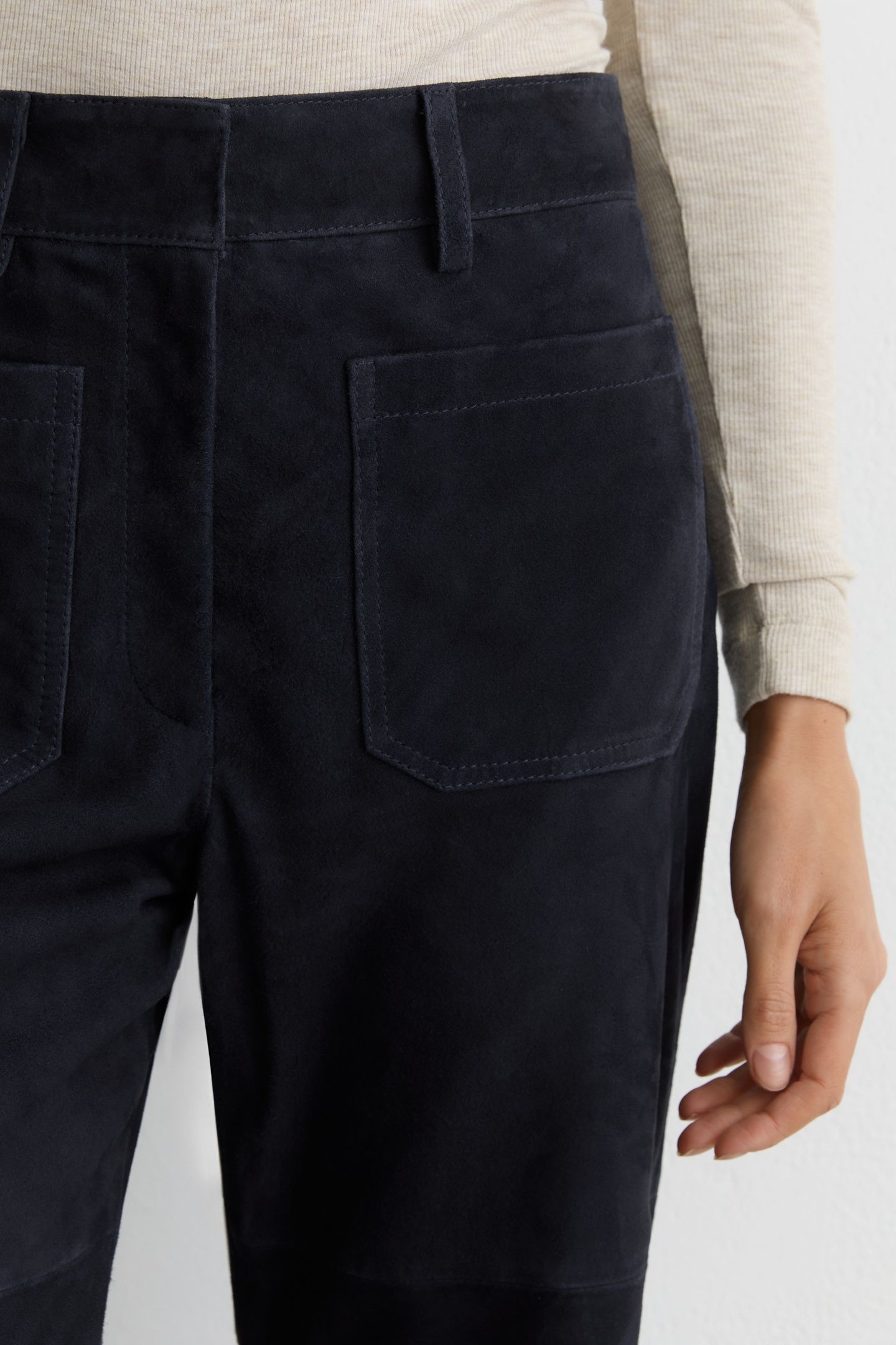 SUEDE FLARE TROUSER NAVY 5